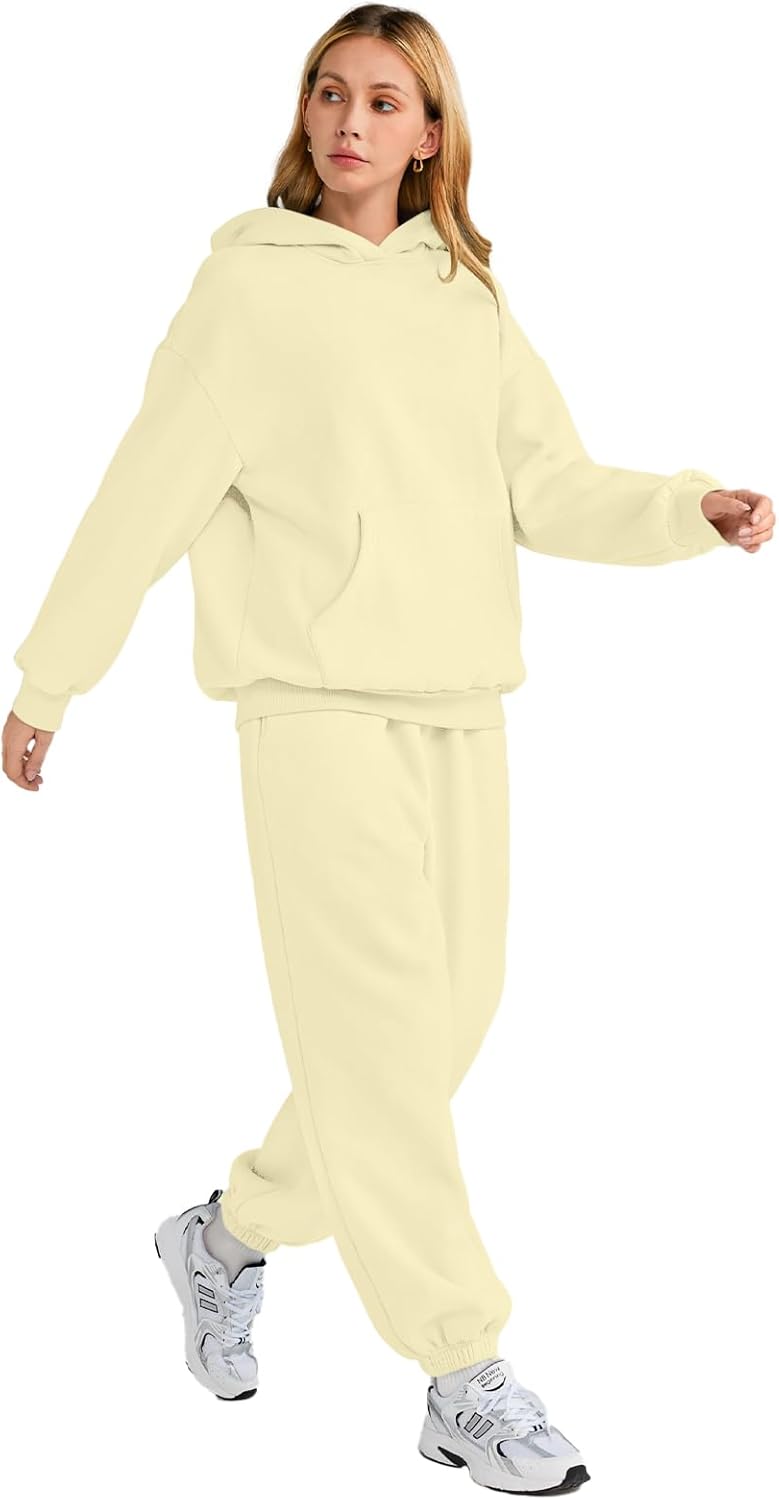 Womens 2 Piece Outfits Lounge Hoodie Sweatsuit Sets Oversized Sweatshirt Baggy Fall Fashion Sweatpants with Pockets