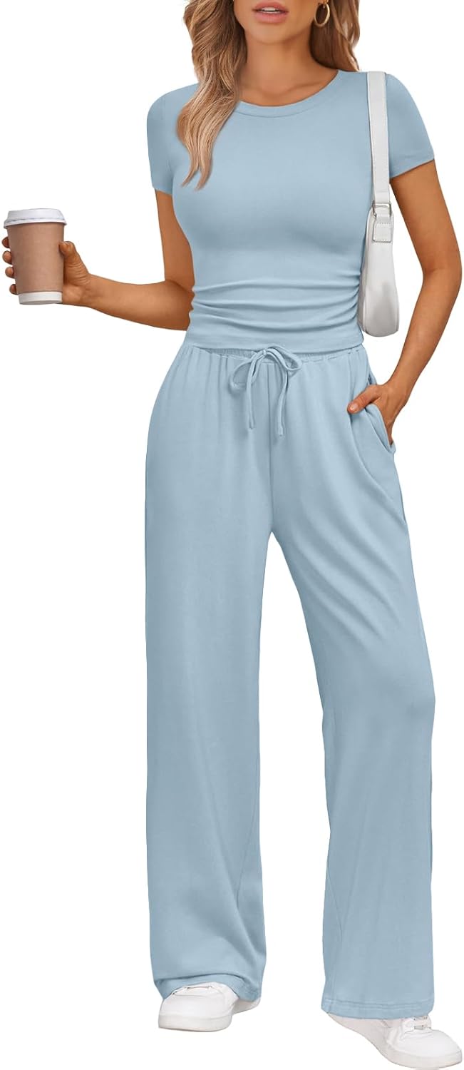 2 Piece Matching Summer Sweatsuit Lounge Set Womens
