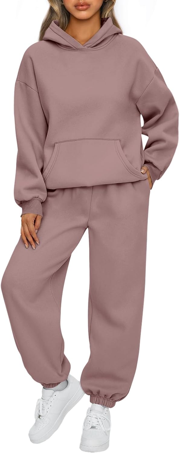 Womens 2 Piece Outfits Lounge Hoodie Sweatsuit Sets Oversized Sweatshirt Baggy Fall Fashion Sweatpants with Pockets