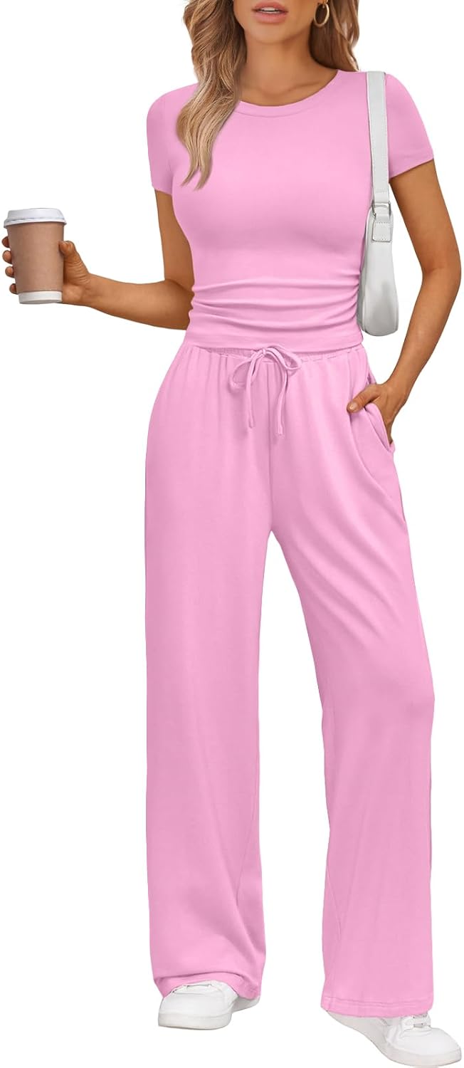 2 Piece Matching Summer Sweatsuit Lounge Set Womens