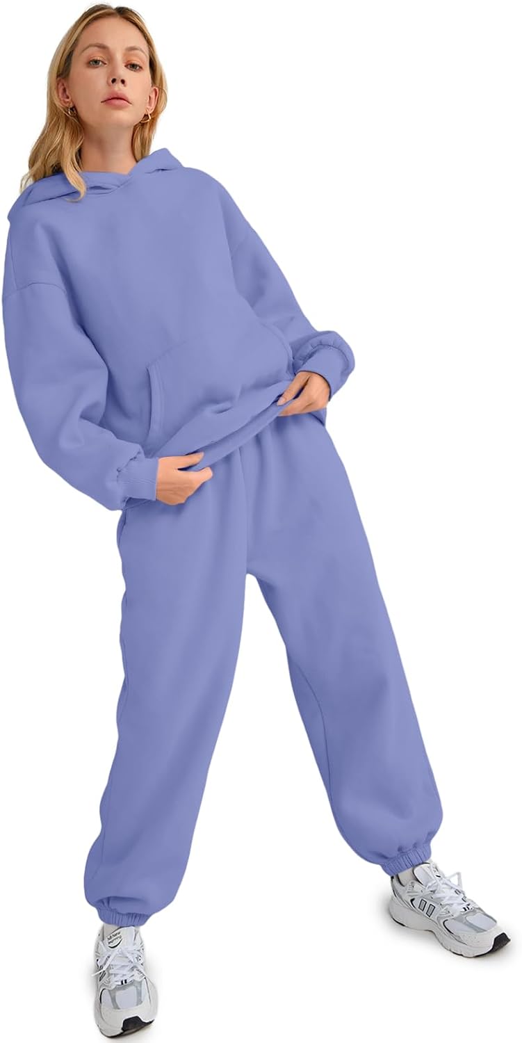 Womens 2 Piece Outfits Lounge Hoodie Sweatsuit Sets Oversized Sweatshirt Baggy Fall Fashion Sweatpants with Pockets