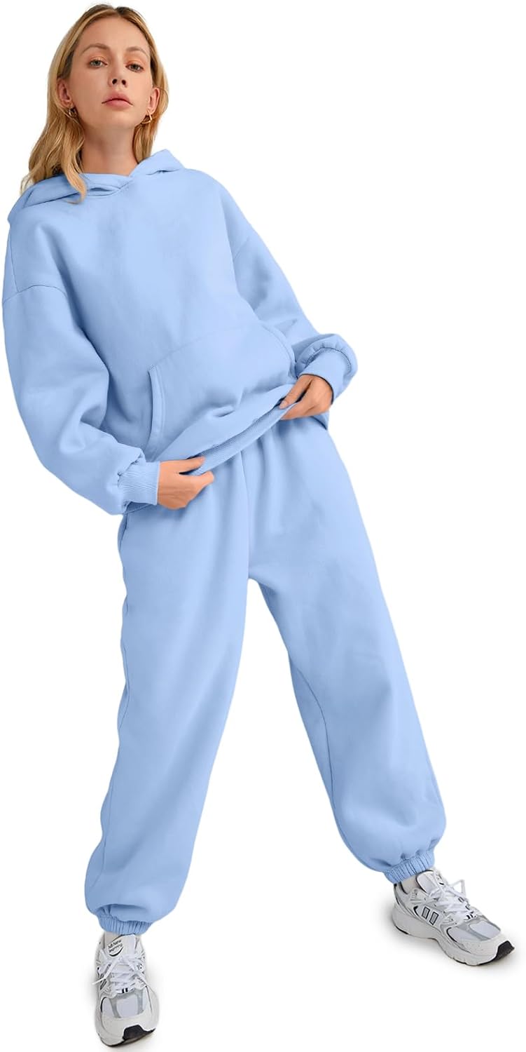 Womens 2 Piece Outfits Lounge Hoodie Sweatsuit Sets Oversized Sweatshirt Baggy Fall Fashion Sweatpants with Pockets