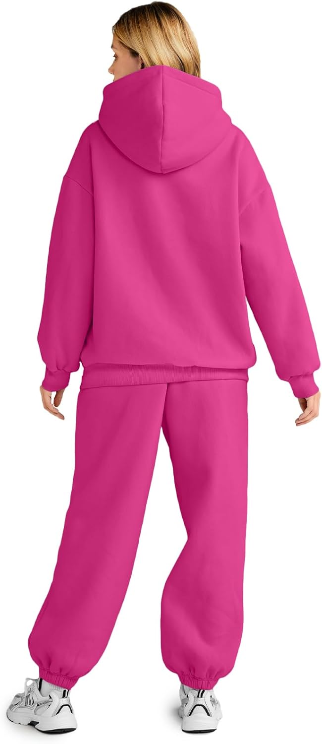 Womens 2 Piece Outfits Lounge Hoodie Sweatsuit Sets Oversized Sweatshirt Baggy Fall Fashion Sweatpants with Pockets