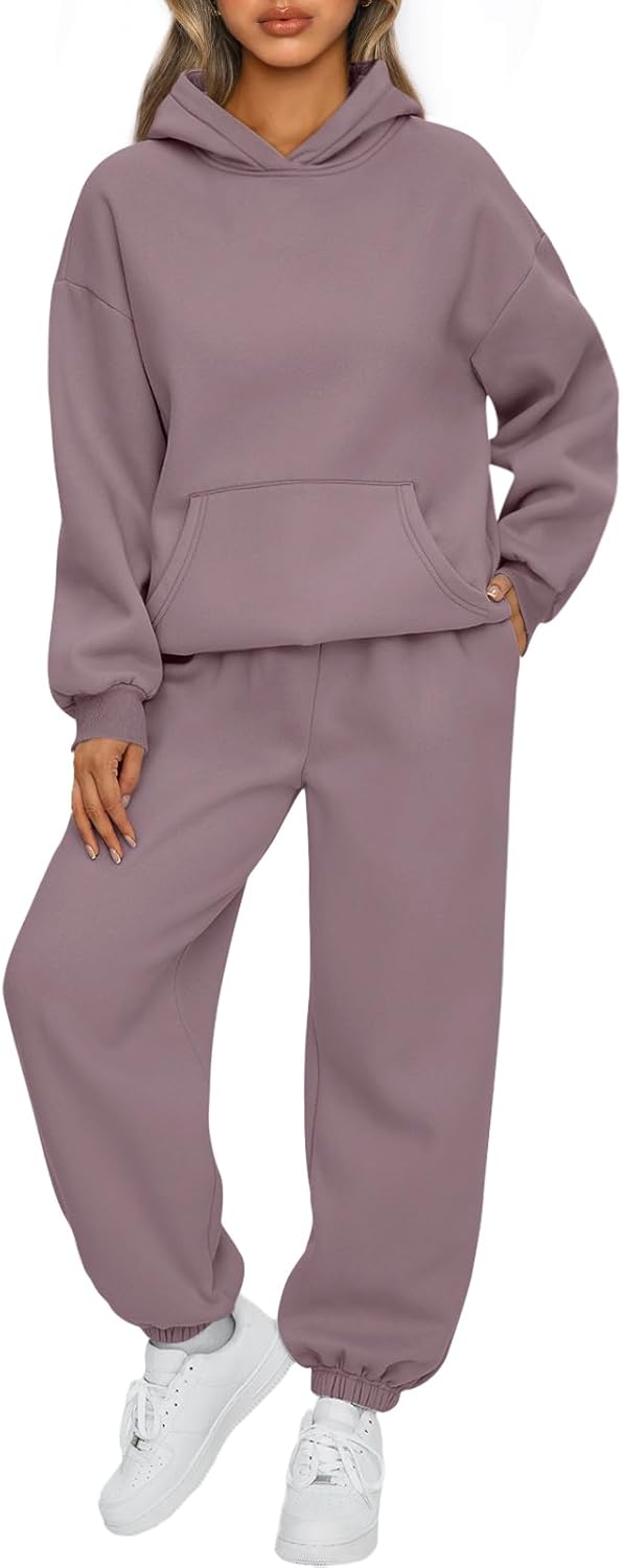 Womens 2 Piece Outfits Lounge Hoodie Sweatsuit Sets Oversized Sweatshirt Baggy Fall Fashion Sweatpants with Pockets