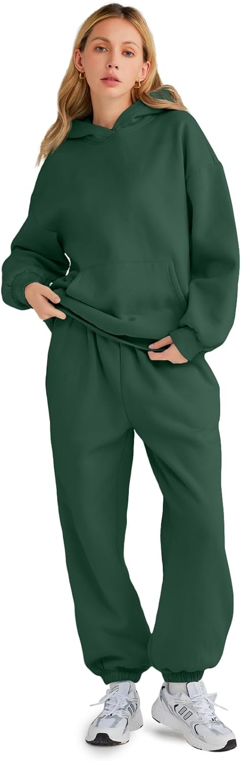 Womens 2 Piece Outfits Lounge Hoodie Sweatsuit Sets Oversized Sweatshirt Baggy Fall Fashion Sweatpants with Pockets