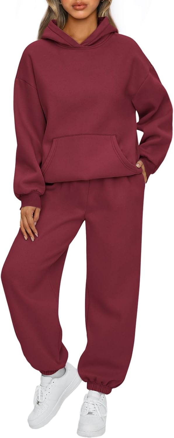 Womens 2 Piece Outfits Lounge Hoodie Sweatsuit Sets Oversized Sweatshirt Baggy Fall Fashion Sweatpants with Pockets