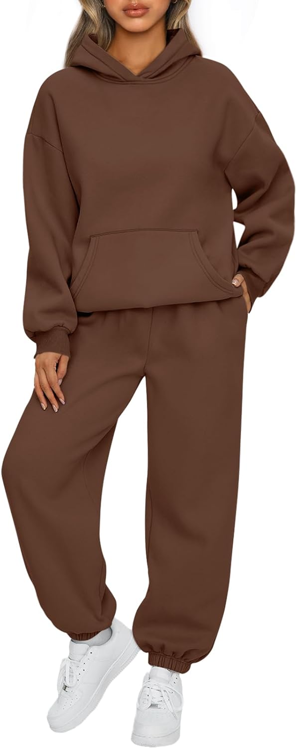 Womens 2 Piece Outfits Lounge Hoodie Sweatsuit Sets Oversized Sweatshirt Baggy Fall Fashion Sweatpants with Pockets