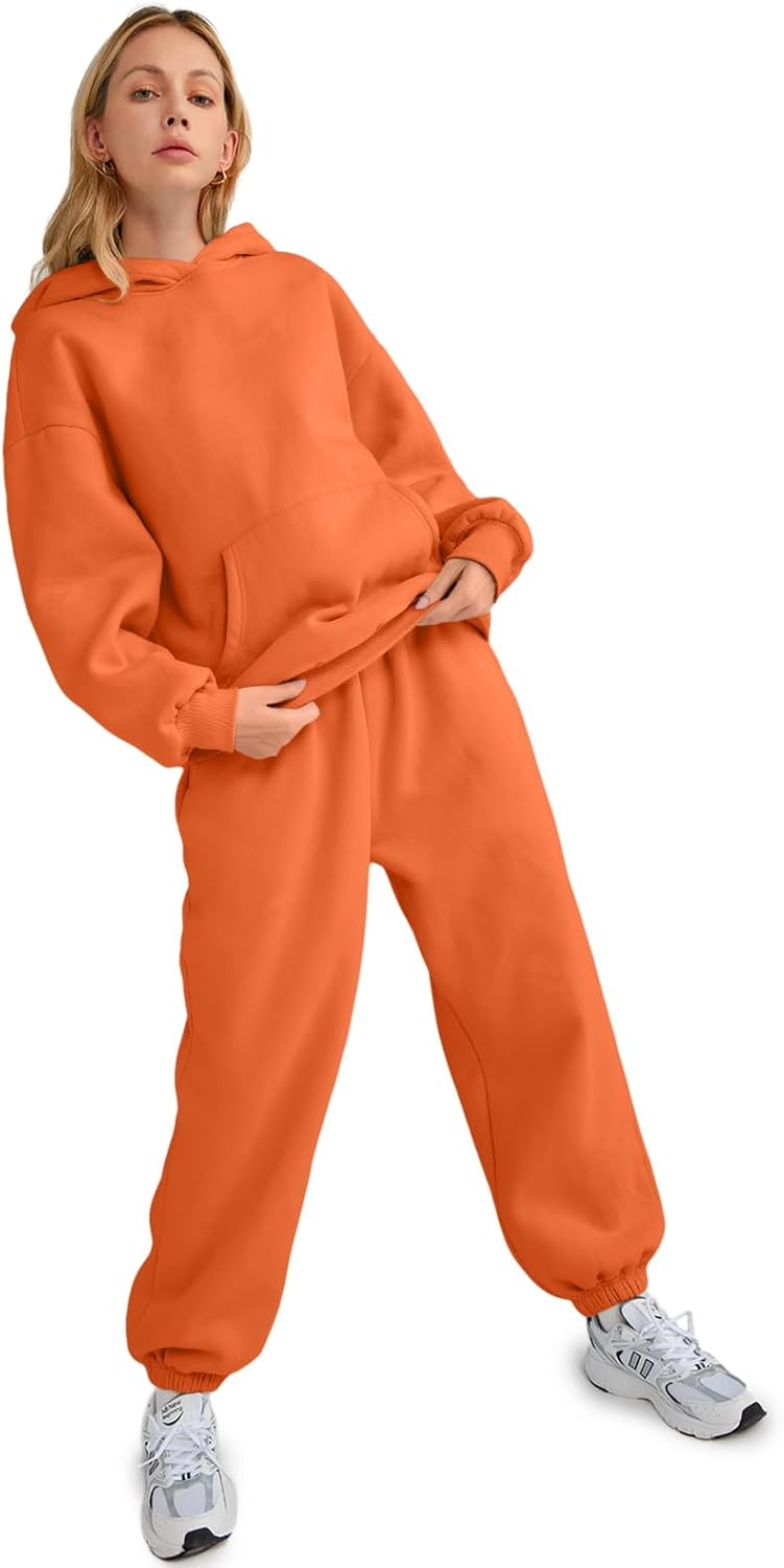 Womens 2 Piece Outfits Lounge Hoodie Sweatsuit Sets Oversized Sweatshirt Baggy Fall Fashion Sweatpants with Pockets