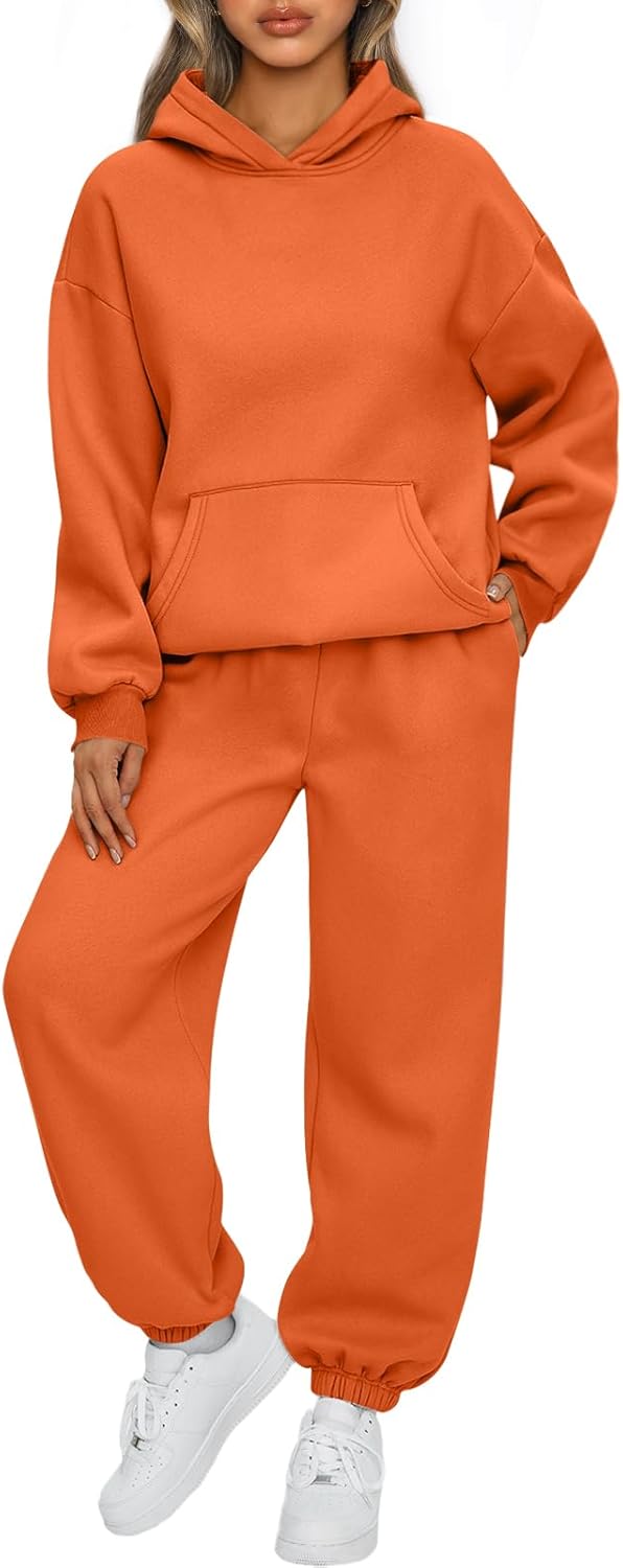 Womens 2 Piece Outfits Lounge Hoodie Sweatsuit Sets Oversized Sweatshirt Baggy Fall Fashion Sweatpants with Pockets