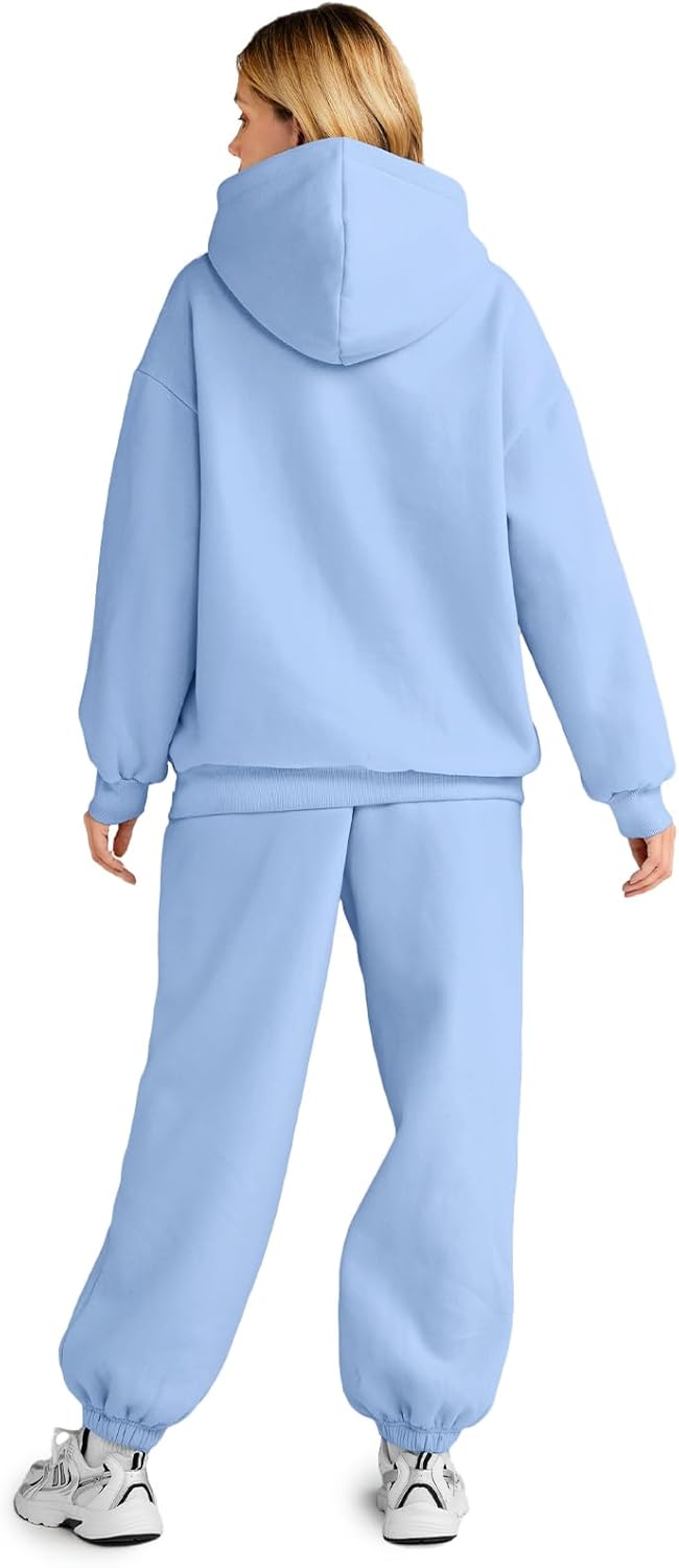Womens 2 Piece Outfits Lounge Hoodie Sweatsuit Sets Oversized Sweatshirt Baggy Fall Fashion Sweatpants with Pockets