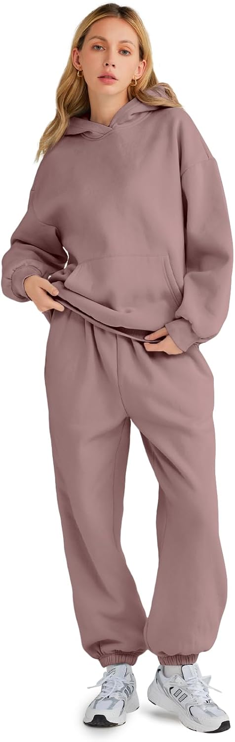 Womens 2 Piece Outfits Lounge Hoodie Sweatsuit Sets Oversized Sweatshirt Baggy Fall Fashion Sweatpants with Pockets