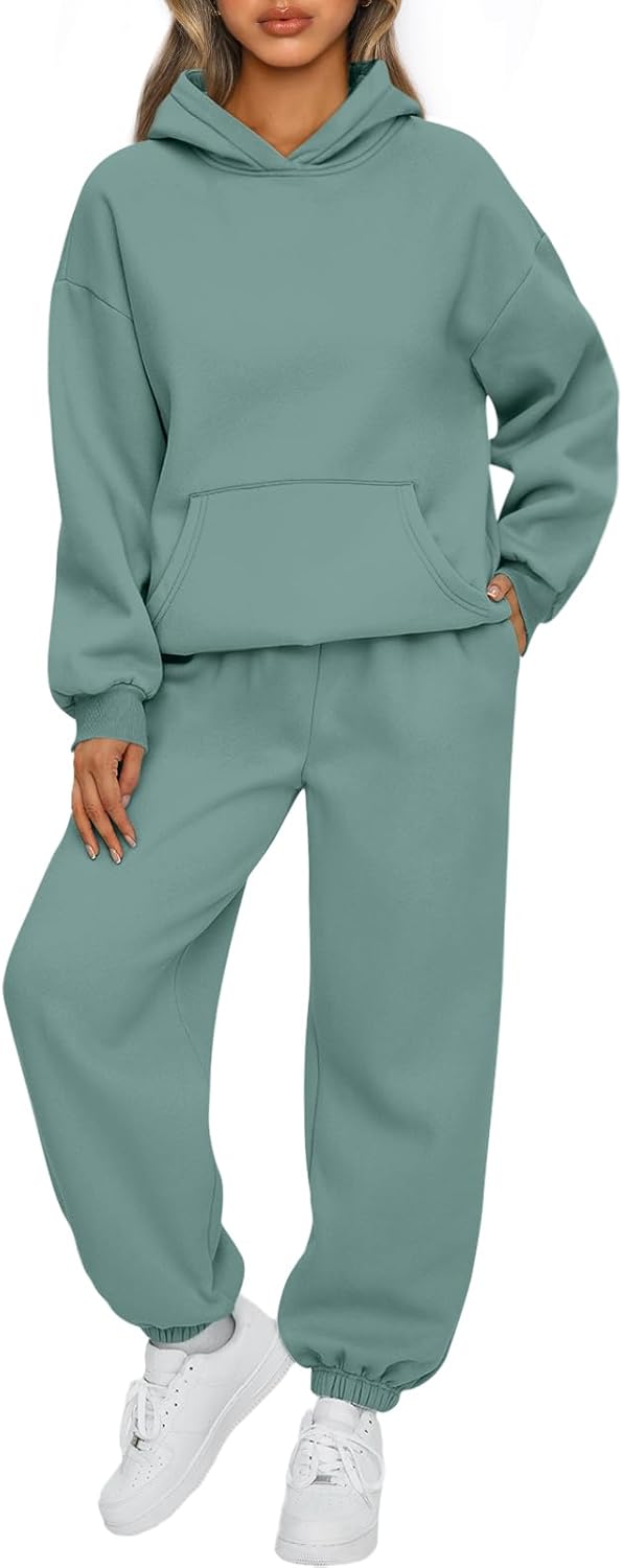 Womens 2 Piece Outfits Lounge Hoodie Sweatsuit Sets Oversized Sweatshirt Baggy Fall Fashion Sweatpants with Pockets