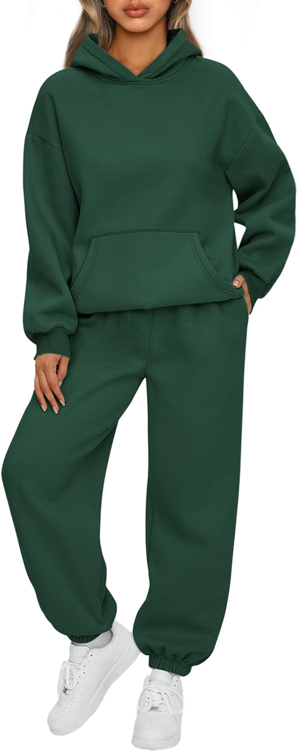 Womens 2 Piece Outfits Lounge Hoodie Sweatsuit Sets Oversized Sweatshirt Baggy Fall Fashion Sweatpants with Pockets