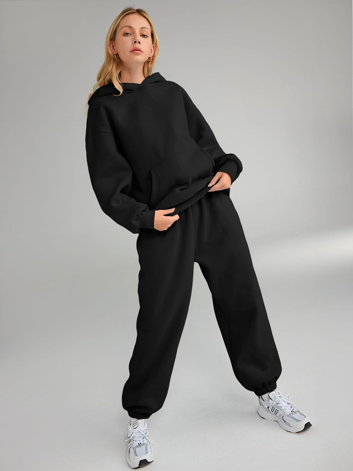 Womens 2 Piece Outfits Lounge Hoodie Sweatsuit Sets Oversized Sweatshirt Baggy Fall Fashion Sweatpants with Pockets
