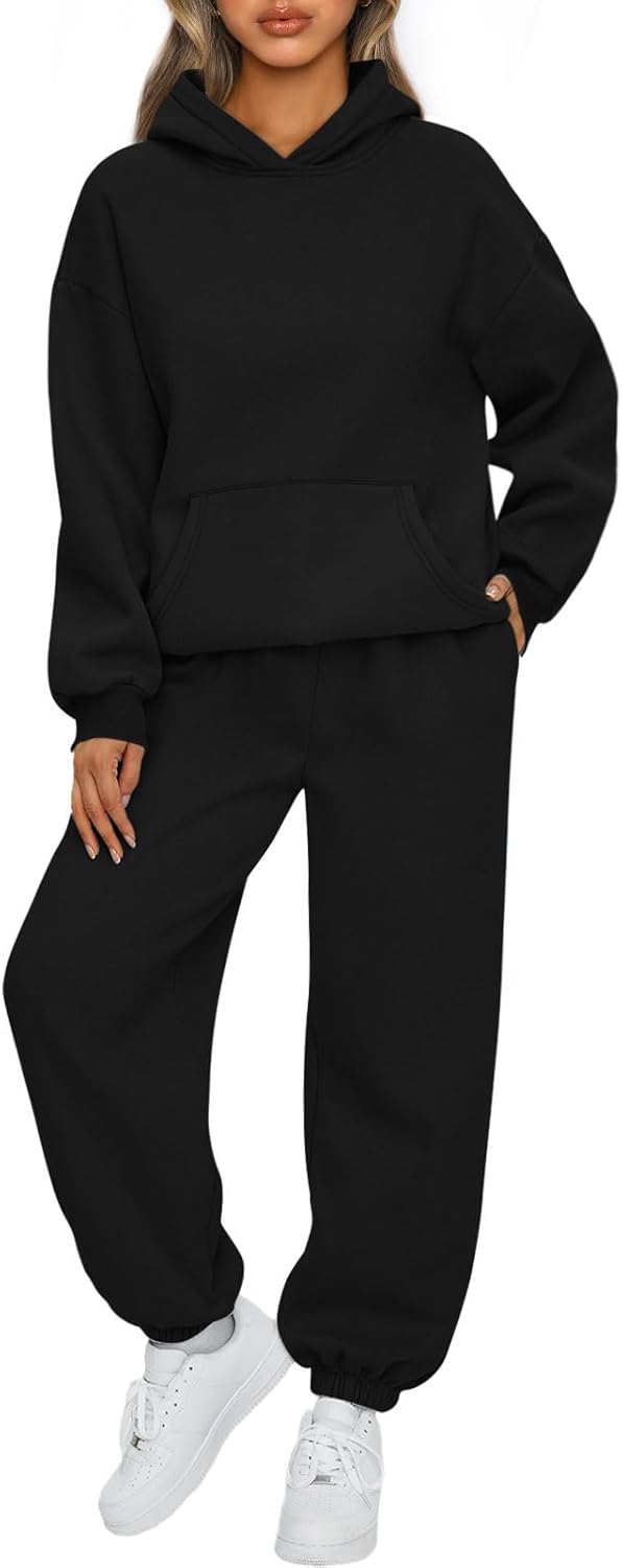Womens 2 Piece Outfits Lounge Hoodie Sweatsuit Sets Oversized Sweatshirt Baggy Fall Fashion Sweatpants with Pockets