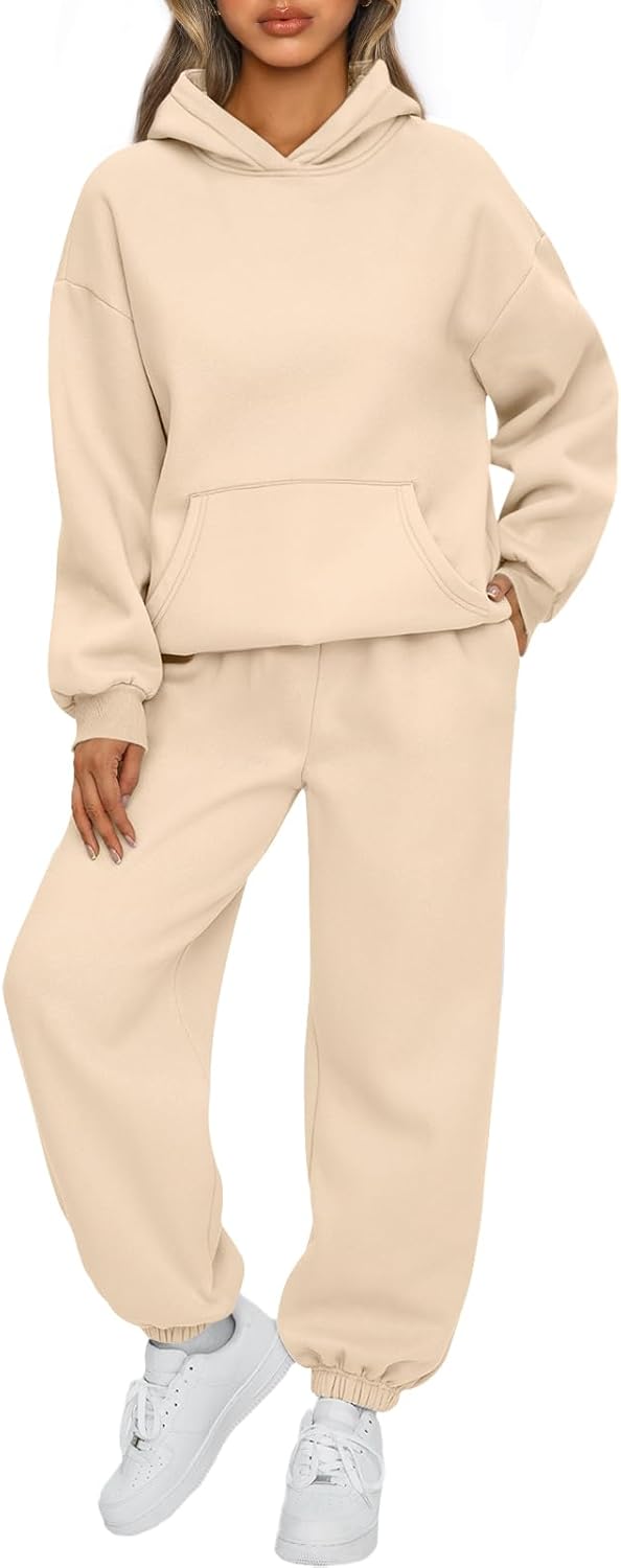 Womens 2 Piece Outfits Lounge Hoodie Sweatsuit Sets Oversized Sweatshirt Baggy Fall Fashion Sweatpants with Pockets