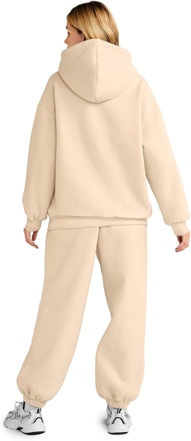 Womens 2 Piece Outfits Lounge Hoodie Sweatsuit Sets Oversized Sweatshirt Baggy Fall Fashion Sweatpants with Pockets