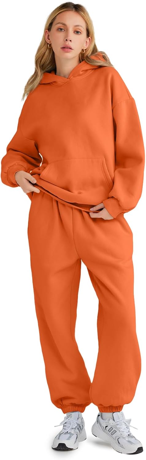 Womens 2 Piece Outfits Lounge Hoodie Sweatsuit Sets Oversized Sweatshirt Baggy Fall Fashion Sweatpants with Pockets