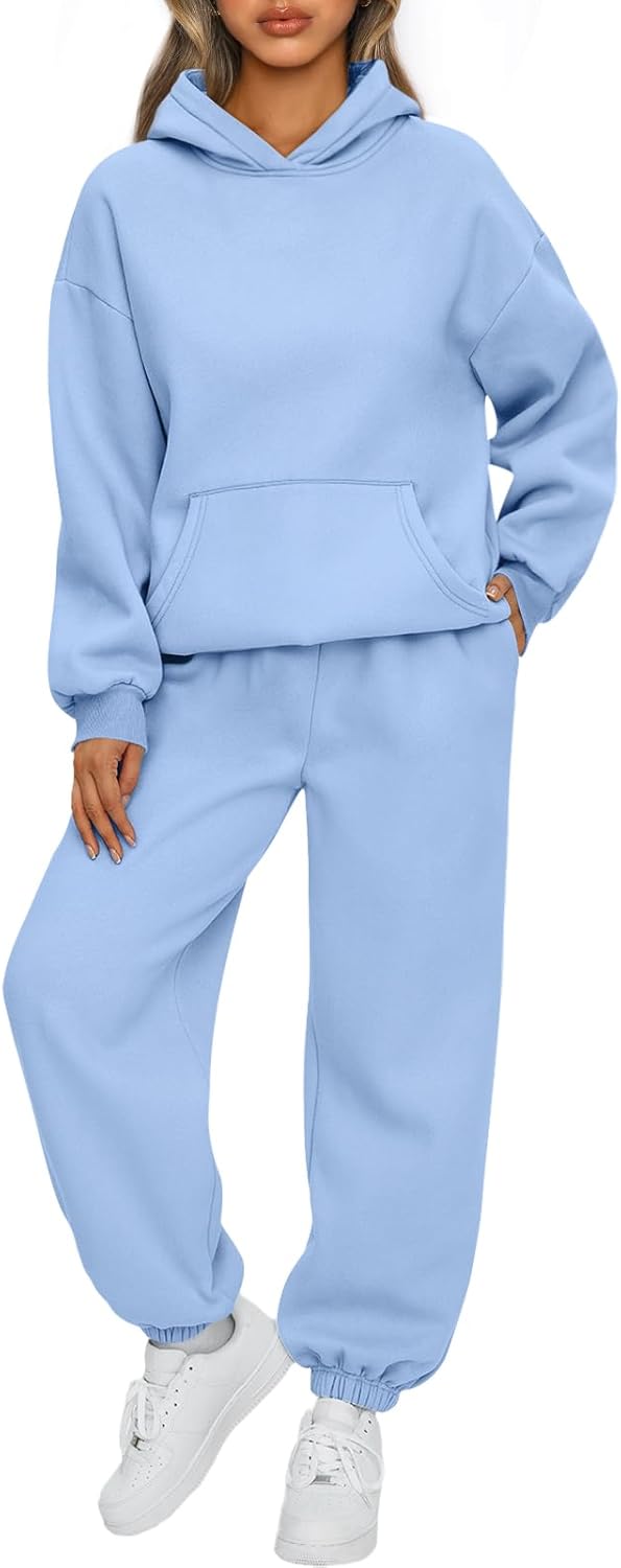 Womens 2 Piece Outfits Lounge Hoodie Sweatsuit Sets Oversized Sweatshirt Baggy Fall Fashion Sweatpants with Pockets