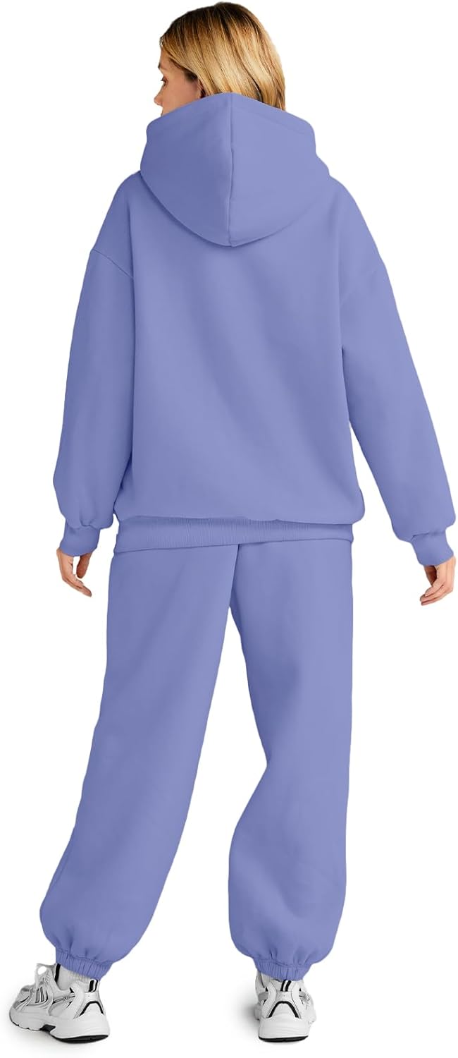 Womens 2 Piece Outfits Lounge Hoodie Sweatsuit Sets Oversized Sweatshirt Baggy Fall Fashion Sweatpants with Pockets