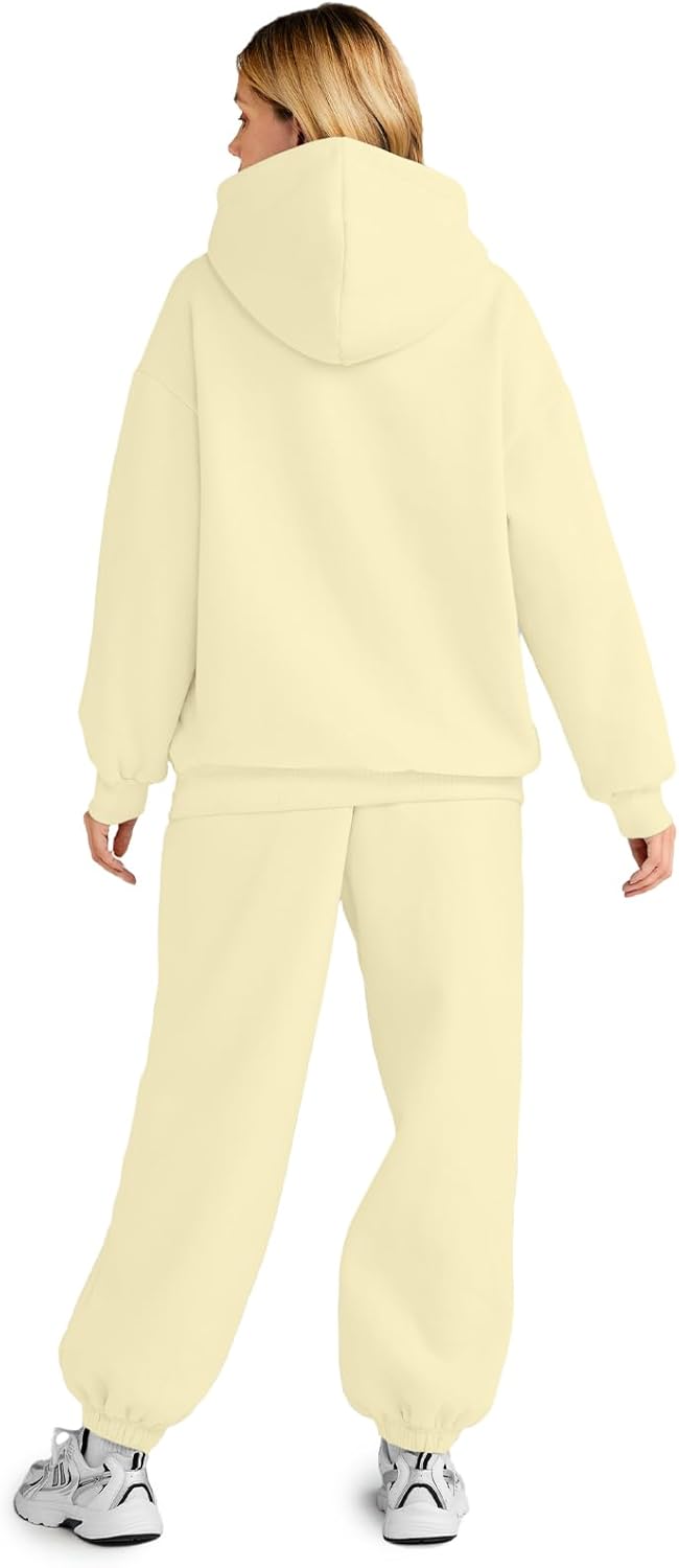 Womens 2 Piece Outfits Lounge Hoodie Sweatsuit Sets Oversized Sweatshirt Baggy Fall Fashion Sweatpants with Pockets