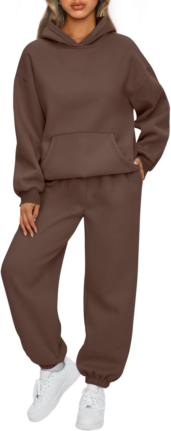 Womens 2 Piece Outfits Lounge Hoodie Sweatsuit Sets Oversized Sweatshirt Baggy Fall Fashion Sweatpants with Pockets