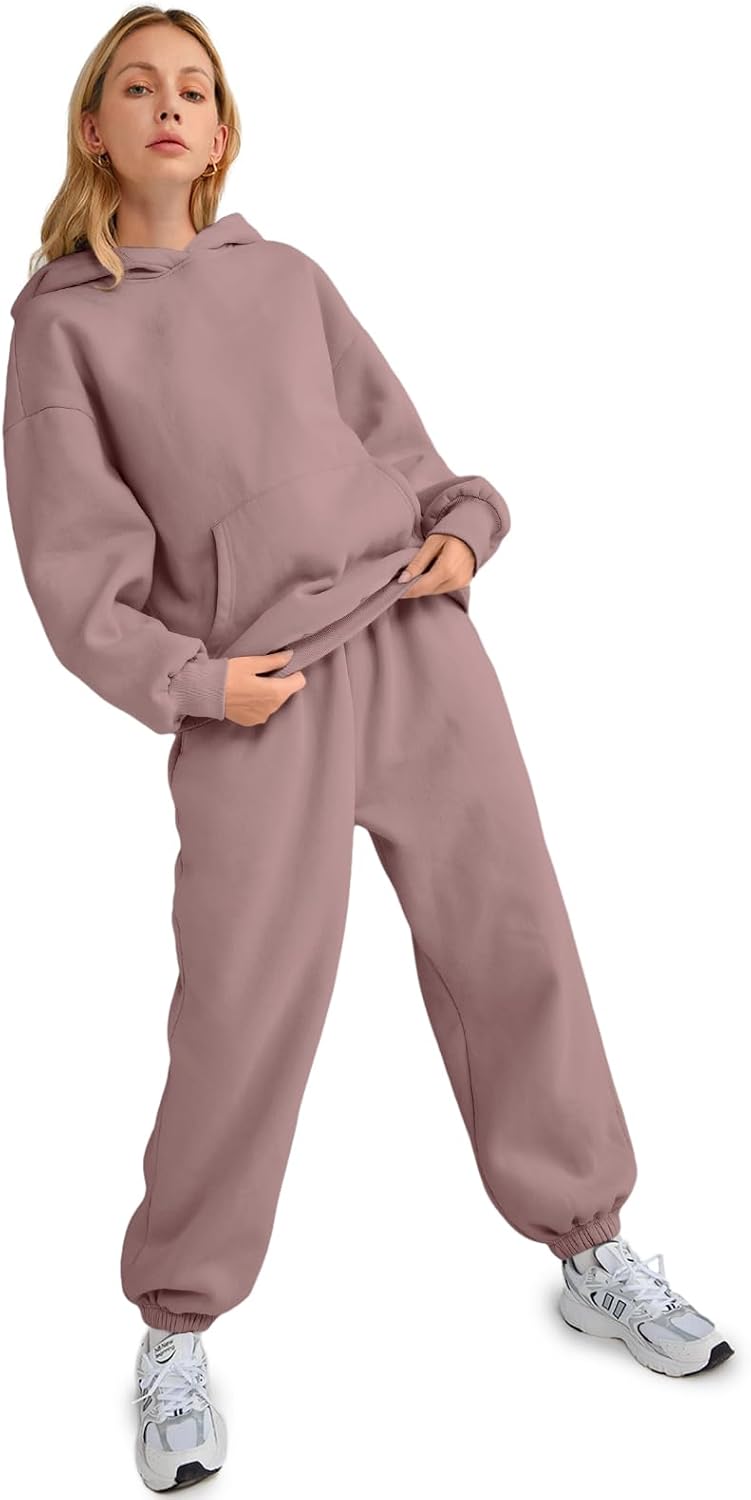 Womens 2 Piece Outfits Lounge Hoodie Sweatsuit Sets Oversized Sweatshirt Baggy Fall Fashion Sweatpants with Pockets