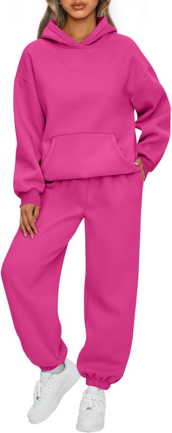 Womens 2 Piece Outfits Lounge Hoodie Sweatsuit Sets Oversized Sweatshirt Baggy Fall Fashion Sweatpants with Pockets
