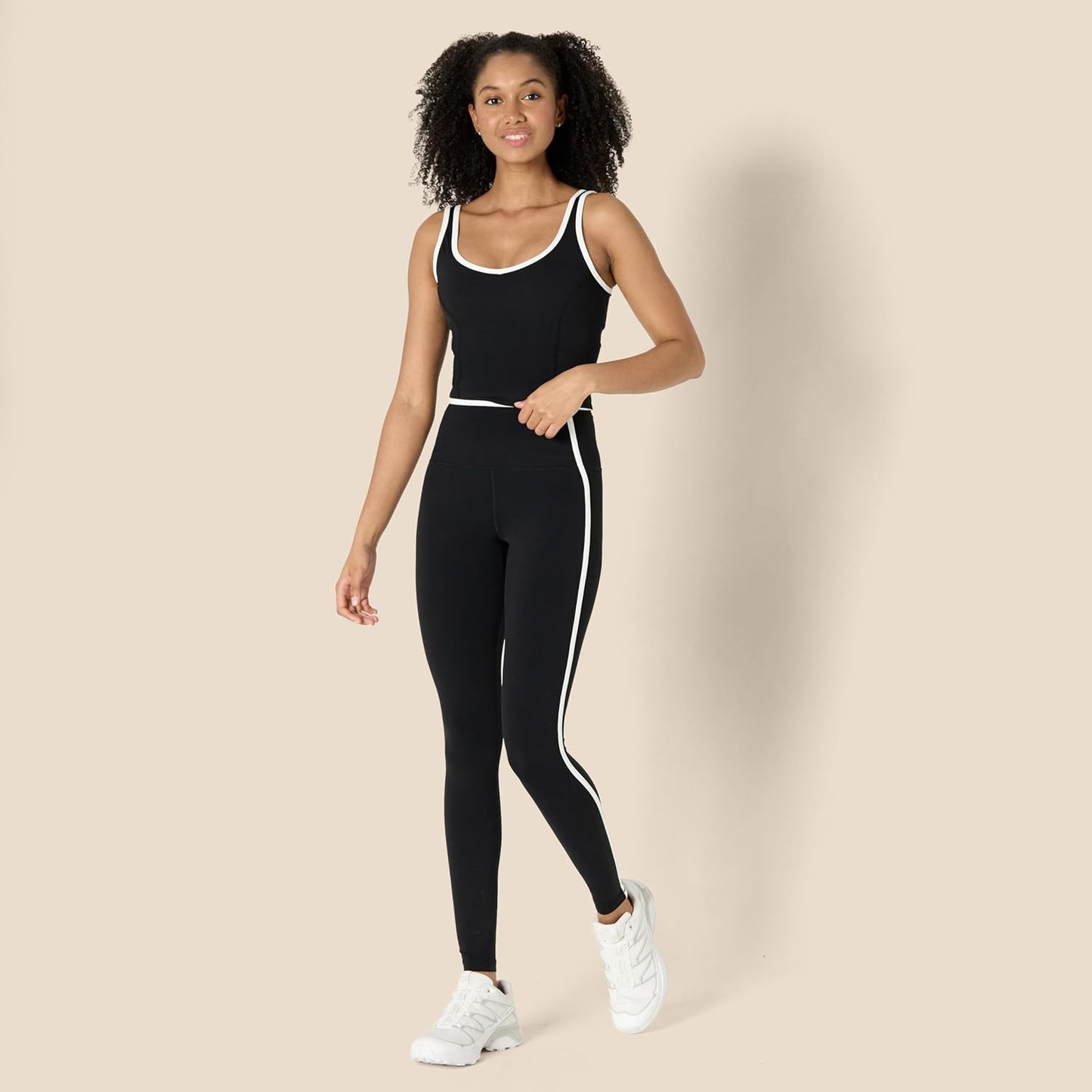 Womens Active FormFlex Buttery Soft Light Support Crop Tank with Bra and Contrast Trim