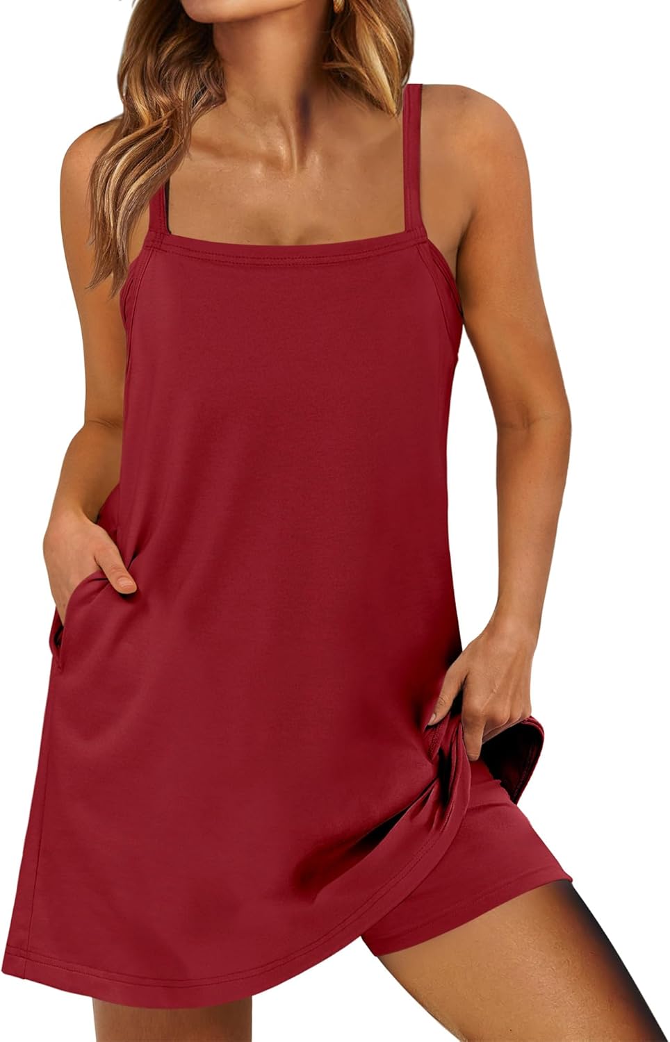 Women Summer Dress 2025 Beach Vacation Outfits Tennis Athletic Workout Romper Dress Built in Shorts Travel Clothes