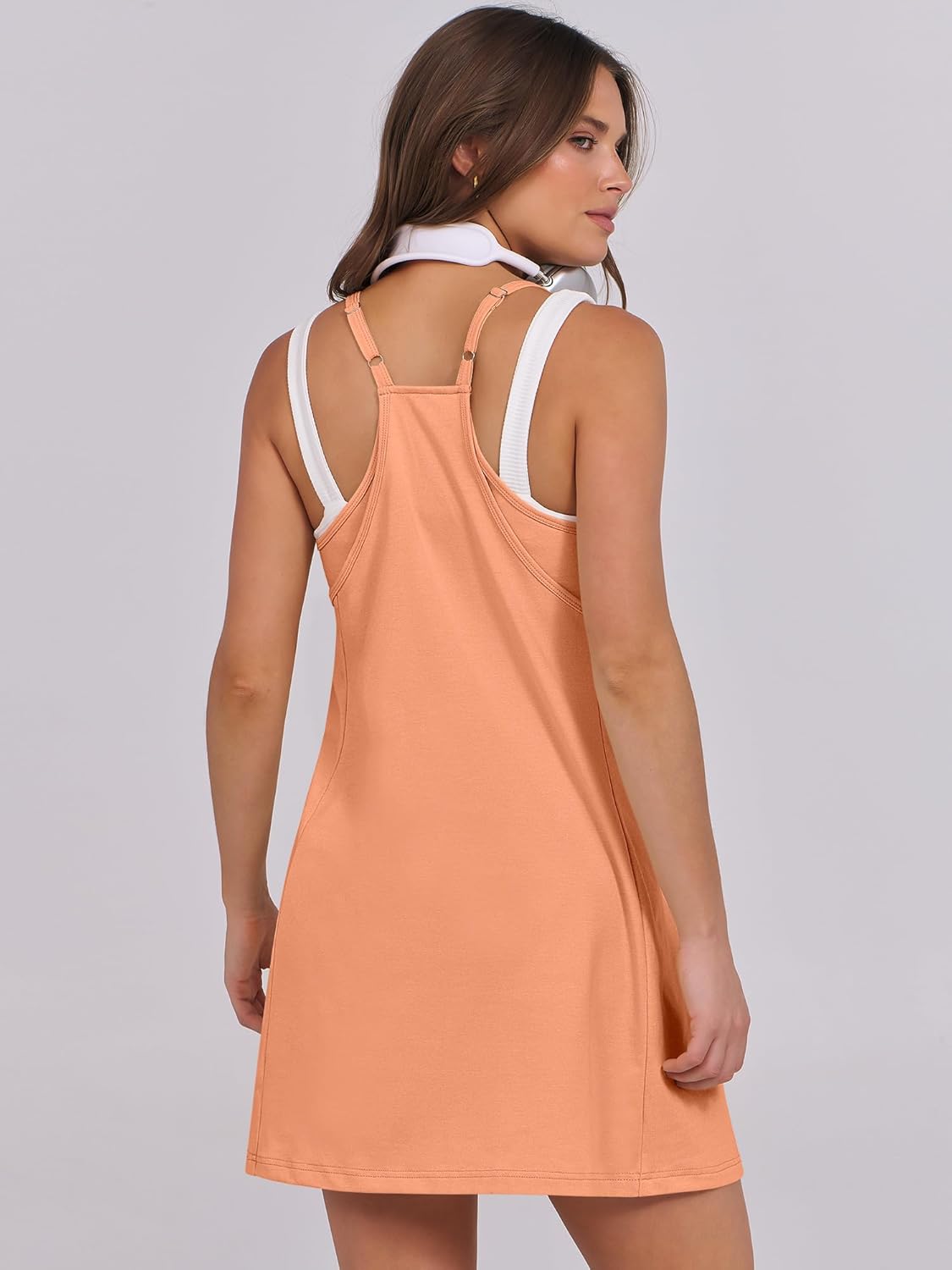 Women Summer Dress 2025 Beach Vacation Outfits Tennis Athletic Workout Romper Dress Built in Shorts Travel Clothes