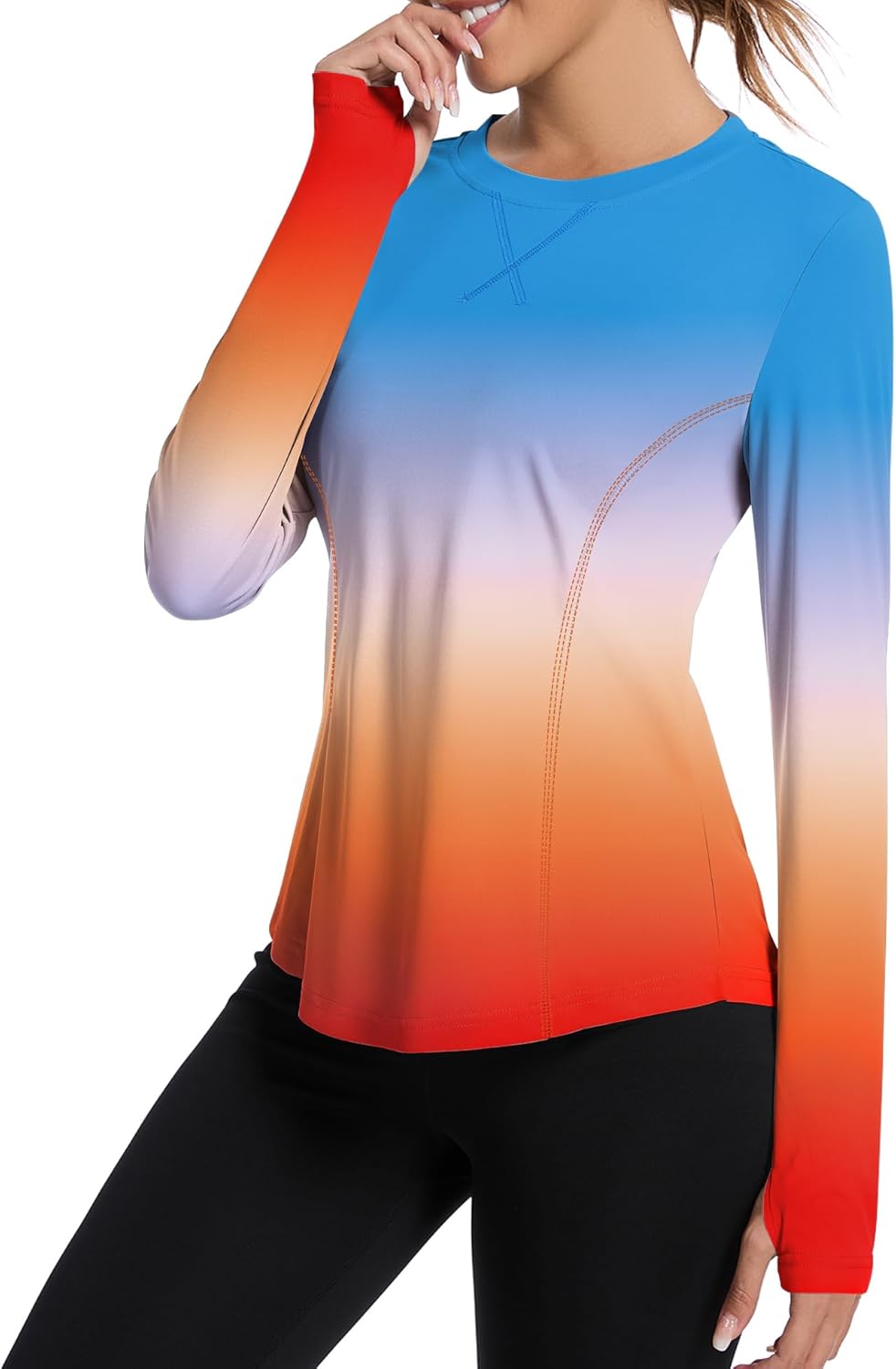Shirts Long Sleeve with Thumb Holes Workout Sun Shirt Quick Dry Athletic Hiking Running Tops