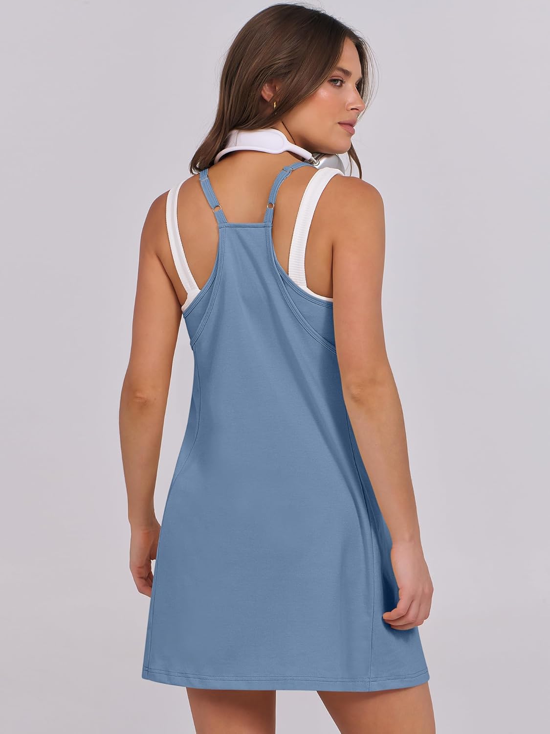 Women Summer Dress 2025 Beach Vacation Outfits Tennis Athletic Workout Romper Dress Built in Shorts Travel Clothes