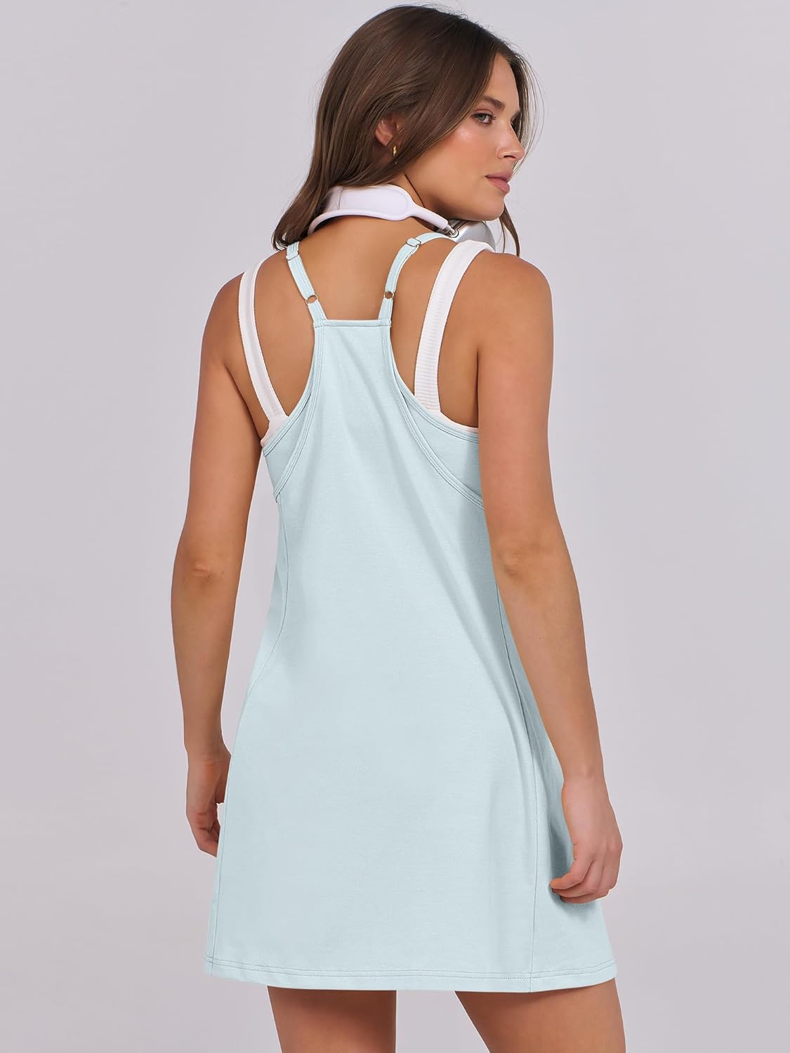 Women Summer Dress 2025 Beach Vacation Outfits Tennis Athletic Workout Romper Dress Built in Shorts Travel Clothes