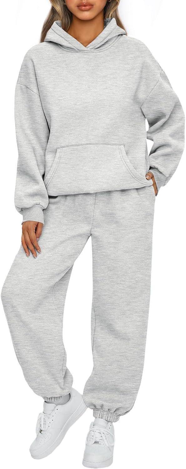 Womens 2 Piece Outfits Lounge Hoodie Sweatsuit Sets Oversized Sweatshirt Baggy Fall Fashion Sweatpants with Pockets