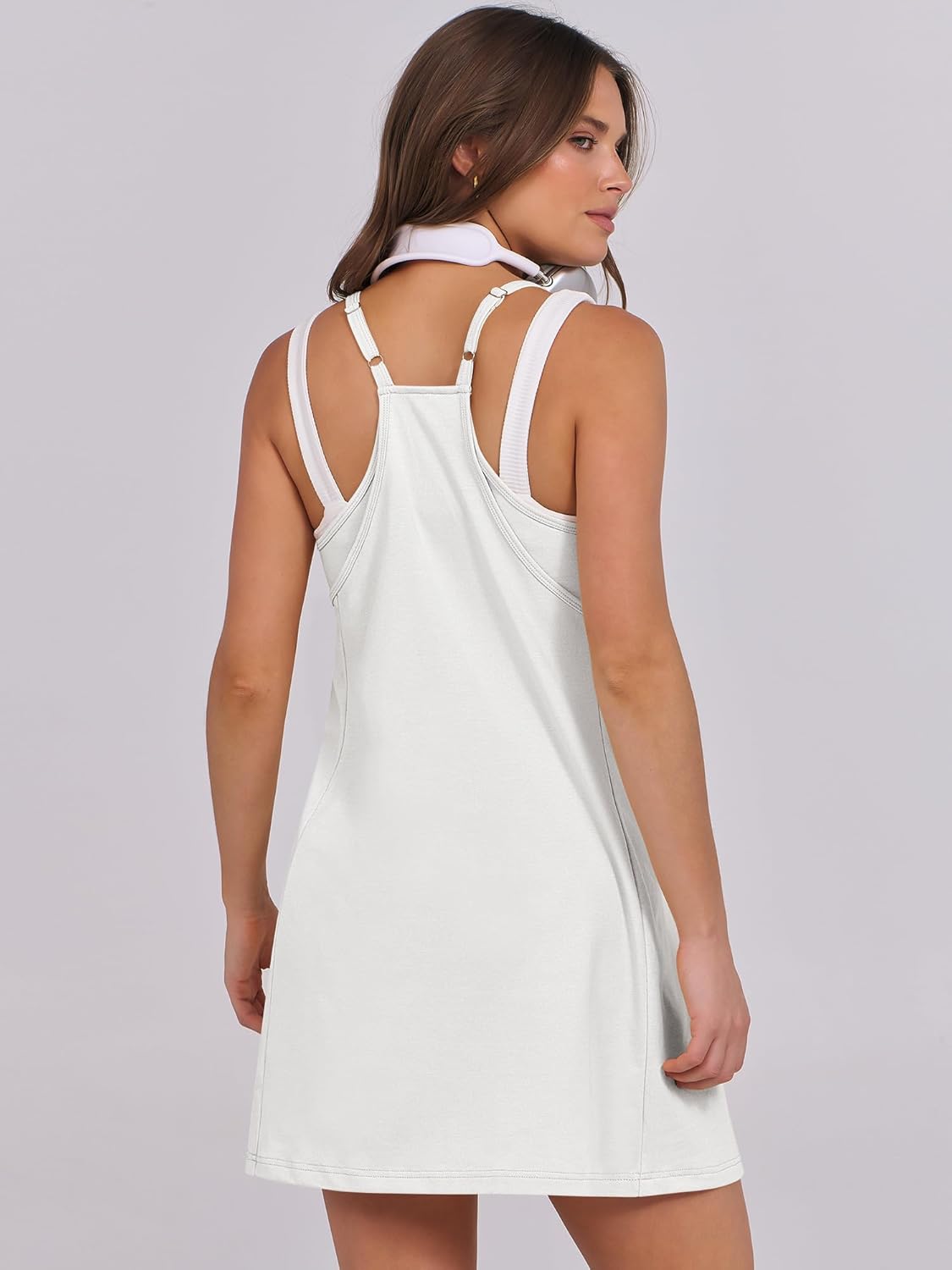 Women Summer Dress 2025 Beach Vacation Outfits Tennis Athletic Workout Romper Dress Built in Shorts Travel Clothes