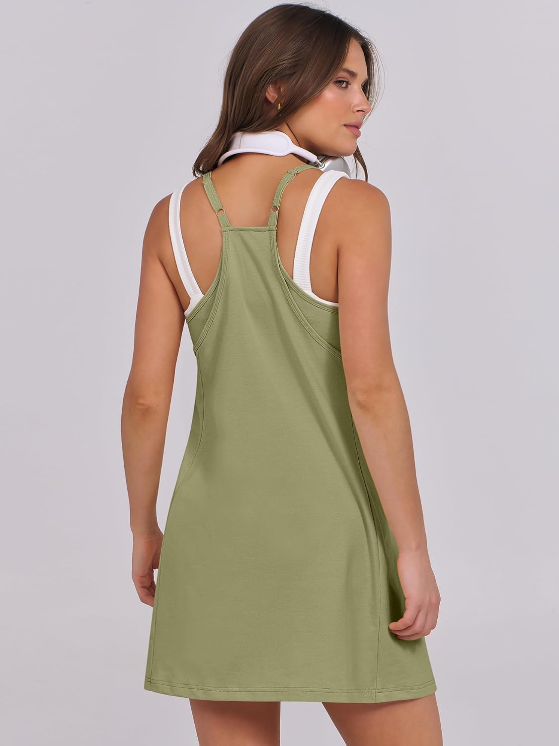 Women Summer Dress 2025 Beach Vacation Outfits Tennis Athletic Workout Romper Dress Built in Shorts Travel Clothes