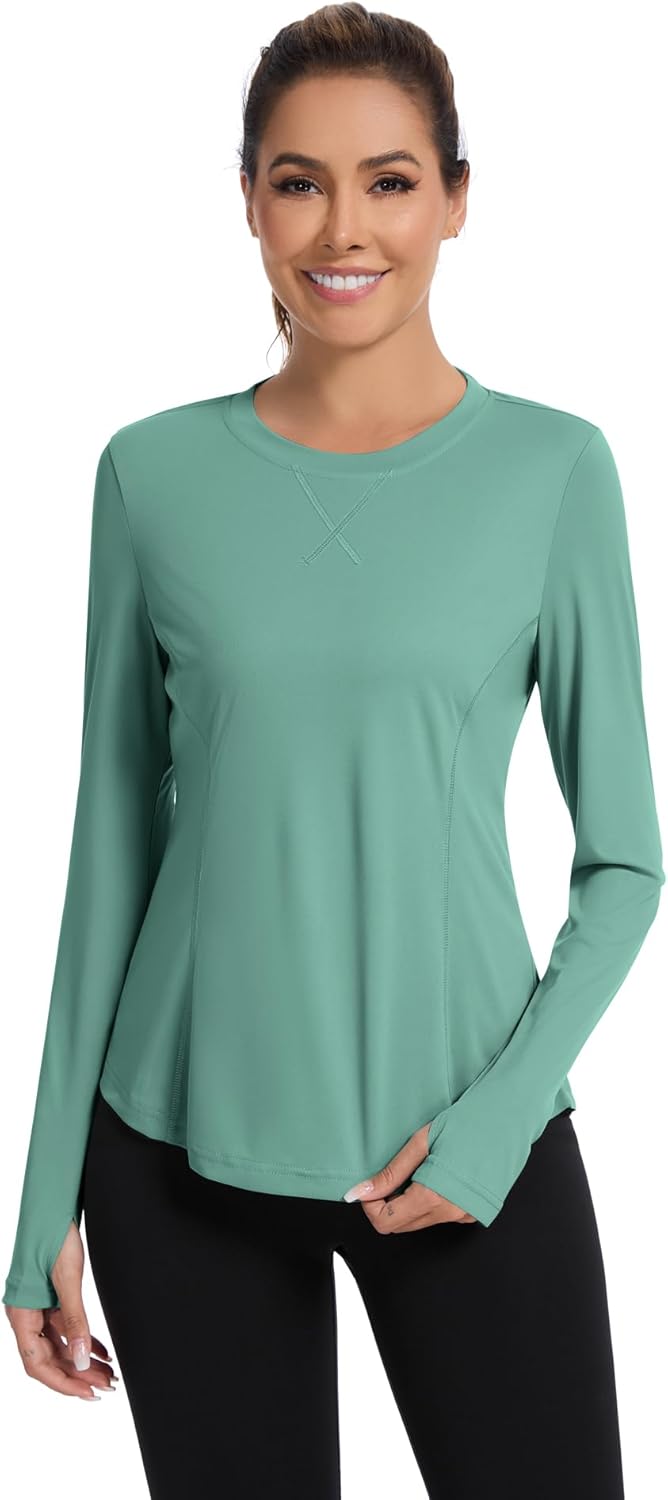 Shirts Long Sleeve with Thumb Holes Workout Sun Shirt Quick Dry Athletic Hiking Running Tops