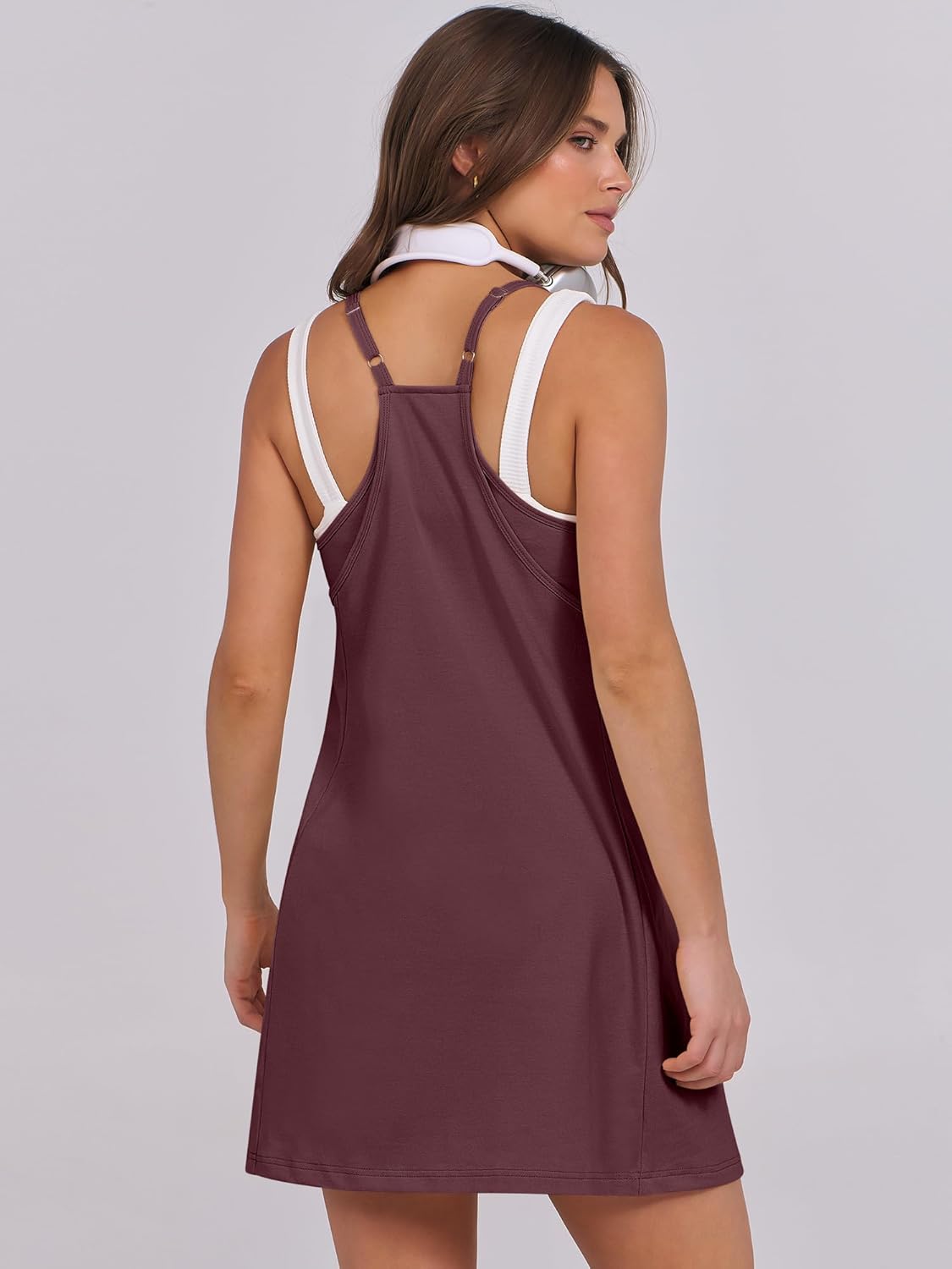 Women Summer Dress 2025 Beach Vacation Outfits Tennis Athletic Workout Romper Dress Built in Shorts Travel Clothes