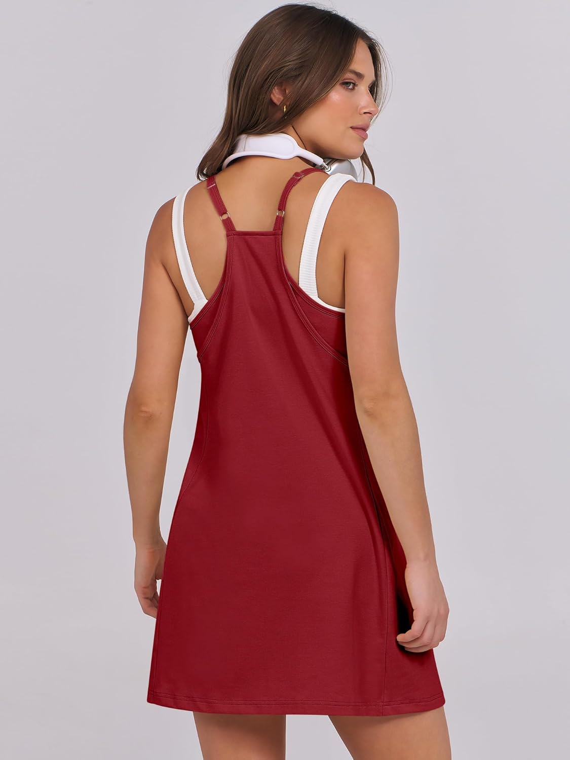 Women Summer Dress 2025 Beach Vacation Outfits Tennis Athletic Workout Romper Dress Built in Shorts Travel Clothes