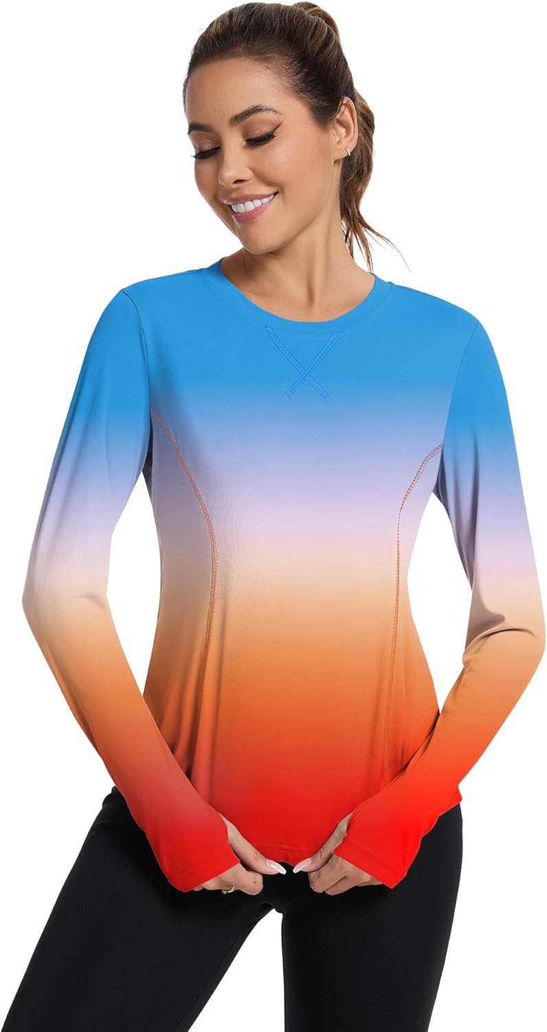 Shirts Long Sleeve with Thumb Holes Workout Sun Shirt Quick Dry Athletic Hiking Running Tops