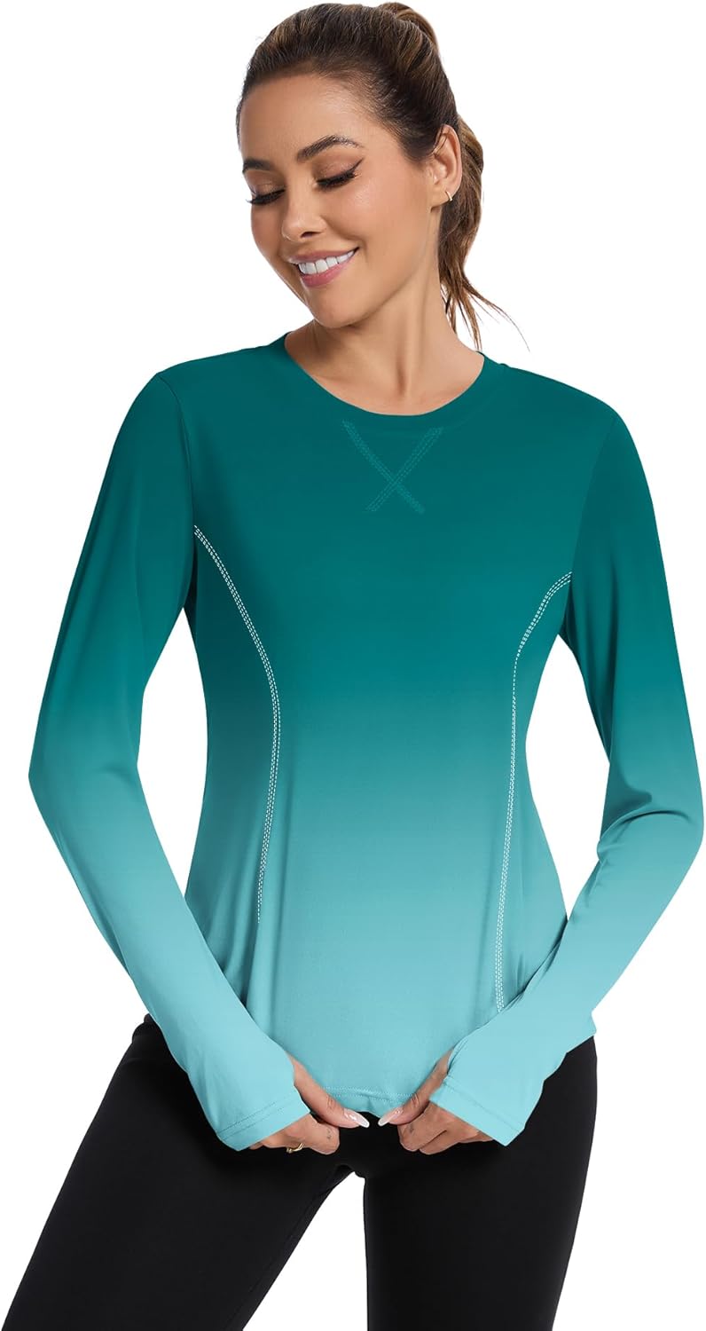 Shirts Long Sleeve with Thumb Holes Workout Sun Shirt Quick Dry Athletic Hiking Running Tops