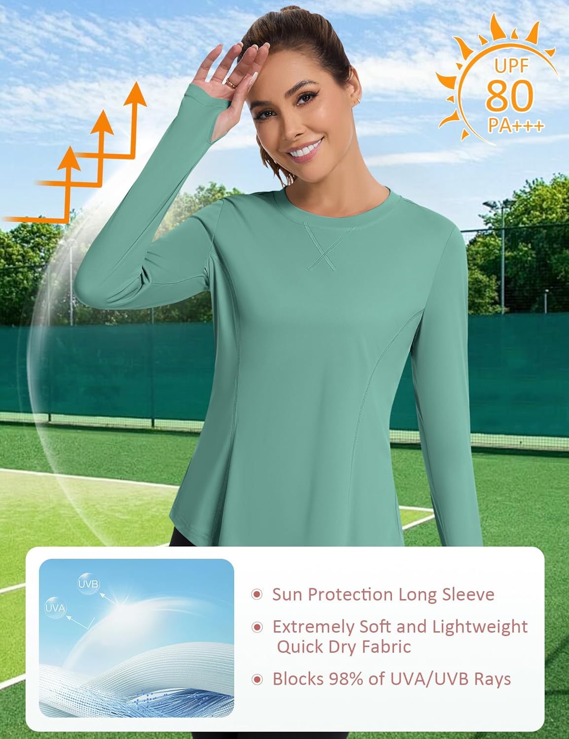 Shirts Long Sleeve with Thumb Holes Workout Sun Shirt Quick Dry Athletic Hiking Running Tops