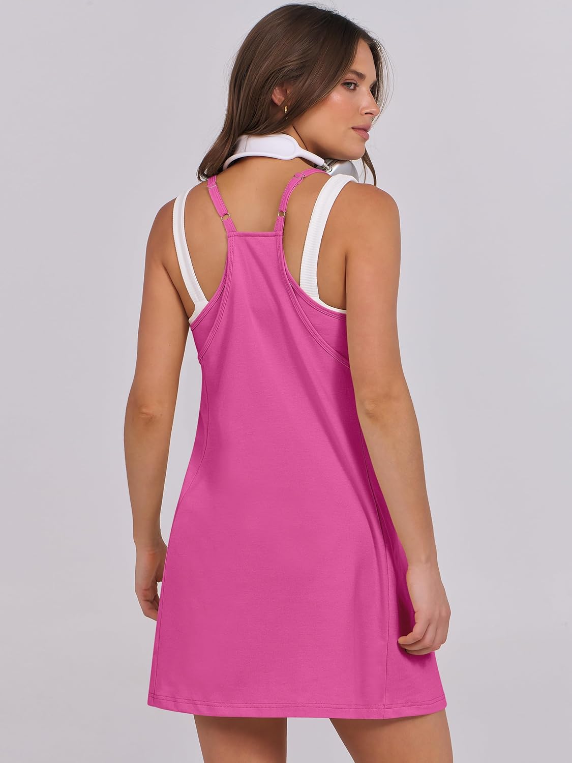 Women Summer Dress 2025 Beach Vacation Outfits Tennis Athletic Workout Romper Dress Built in Shorts Travel Clothes