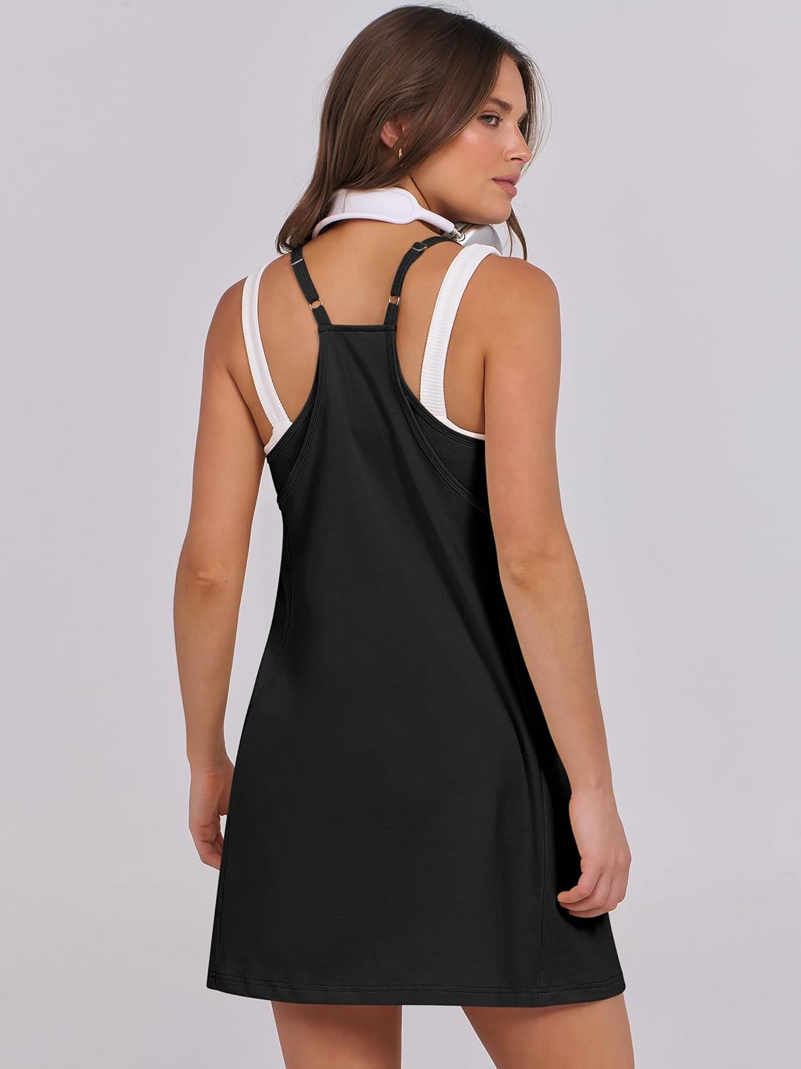 Women Summer Dress 2025 Beach Vacation Outfits Tennis Athletic Workout Romper Dress Built in Shorts Travel Clothes