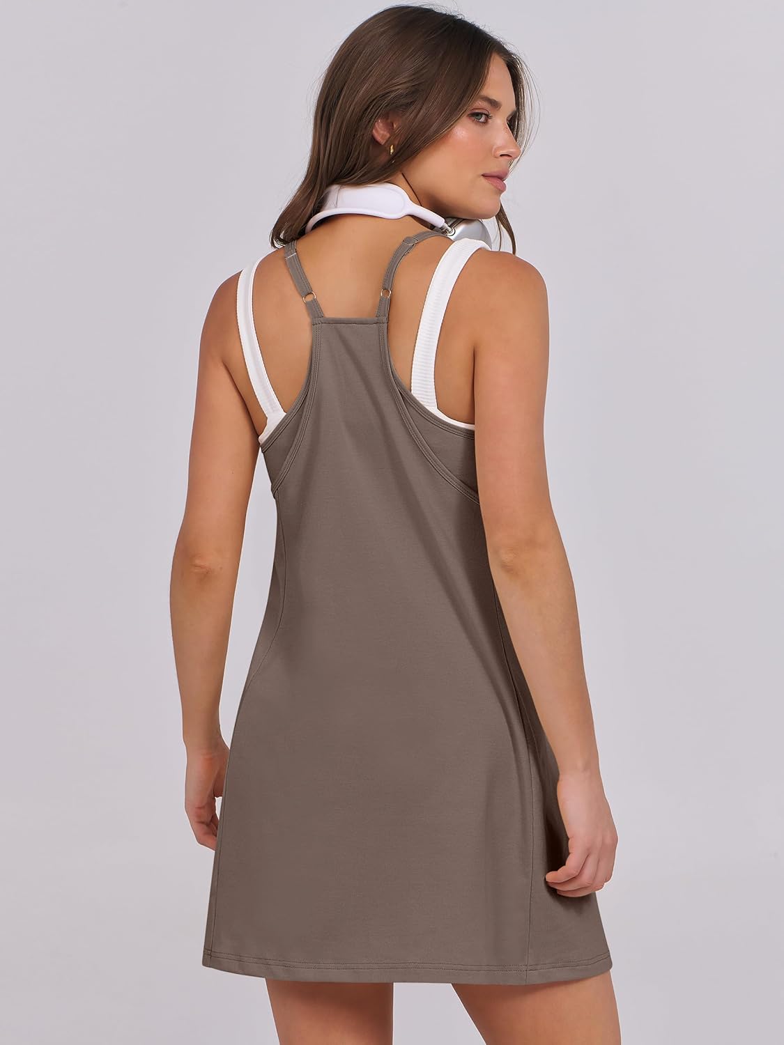 Women Summer Dress 2025 Beach Vacation Outfits Tennis Athletic Workout Romper Dress Built in Shorts Travel Clothes