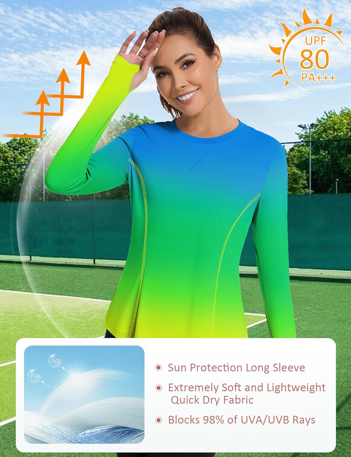 Shirts Long Sleeve with Thumb Holes Workout Sun Shirt Quick Dry Athletic Hiking Running Tops