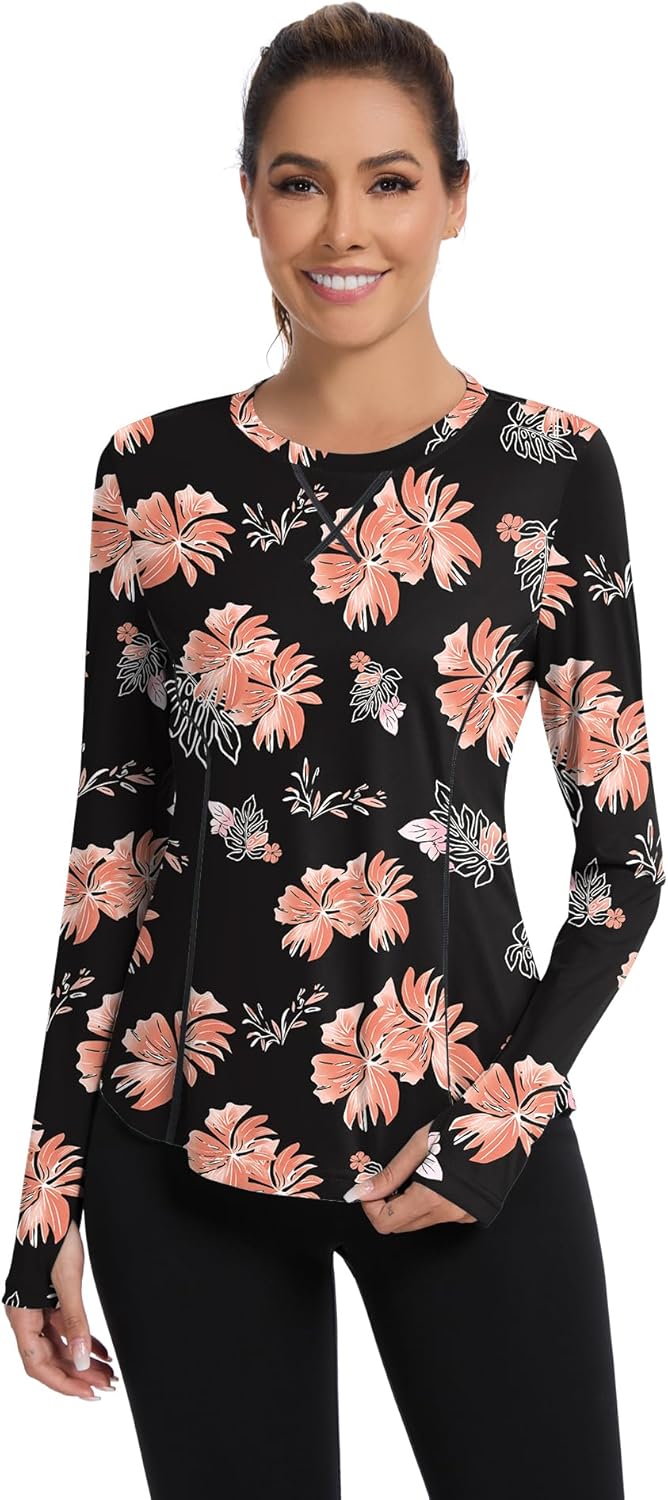 Shirts Long Sleeve with Thumb Holes Workout Sun Shirt Quick Dry Athletic Hiking Running Tops