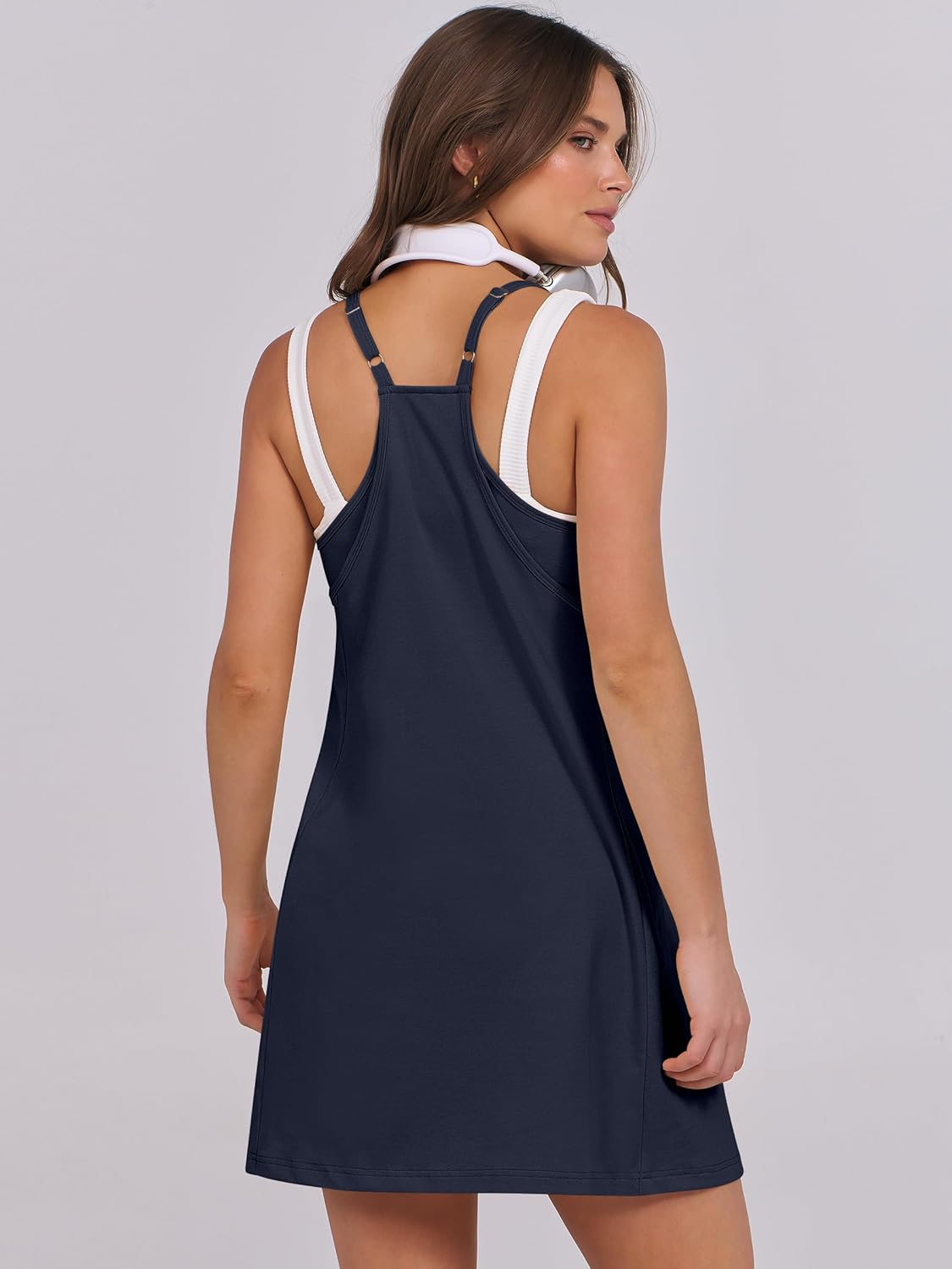 Women Summer Dress 2025 Beach Vacation Outfits Tennis Athletic Workout Romper Dress Built in Shorts Travel Clothes