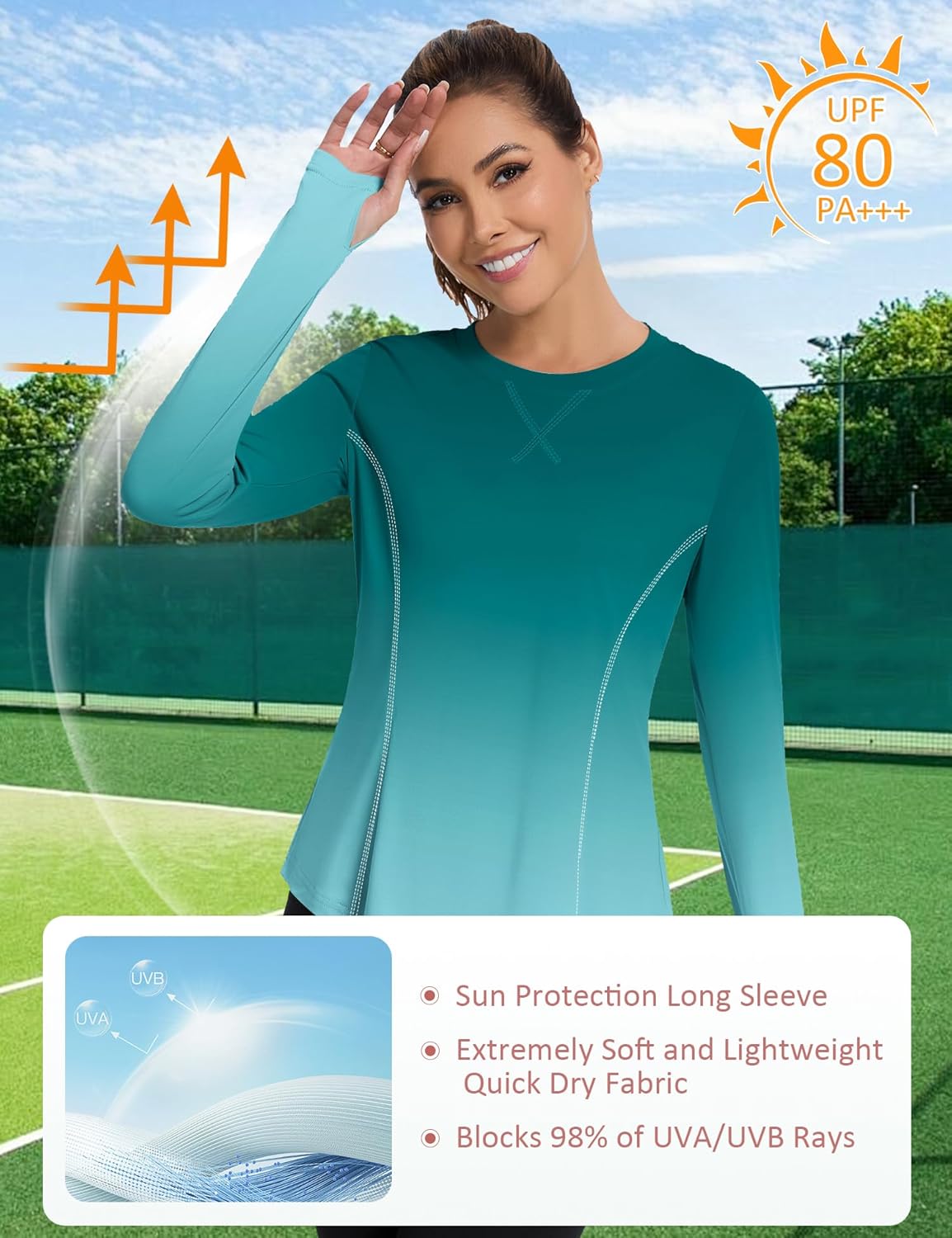 Shirts Long Sleeve with Thumb Holes Workout Sun Shirt Quick Dry Athletic Hiking Running Tops